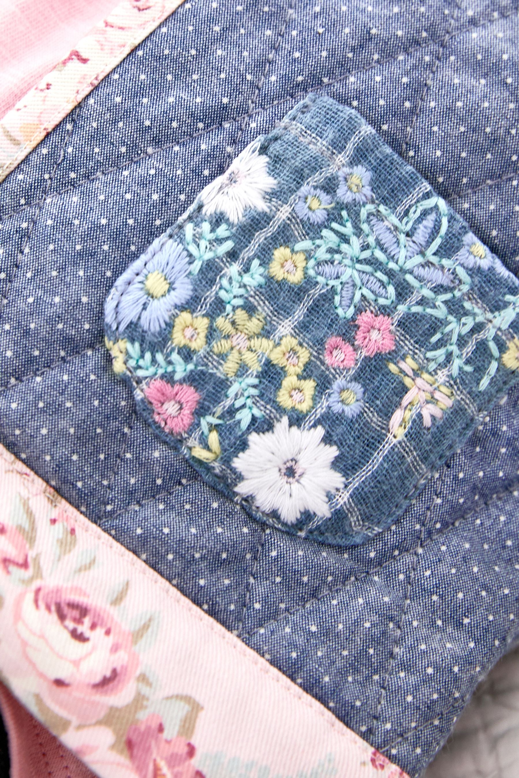 Navy Blue/Pink Baby Quilted Patchwork Jacket (0mths-2yrs)