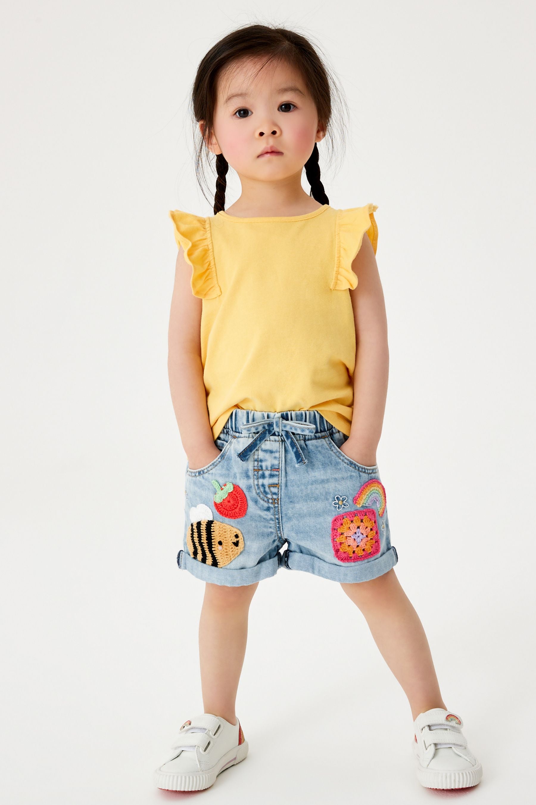 Crochet Character Denim Pull-On Shorts (3mths-10yrs)