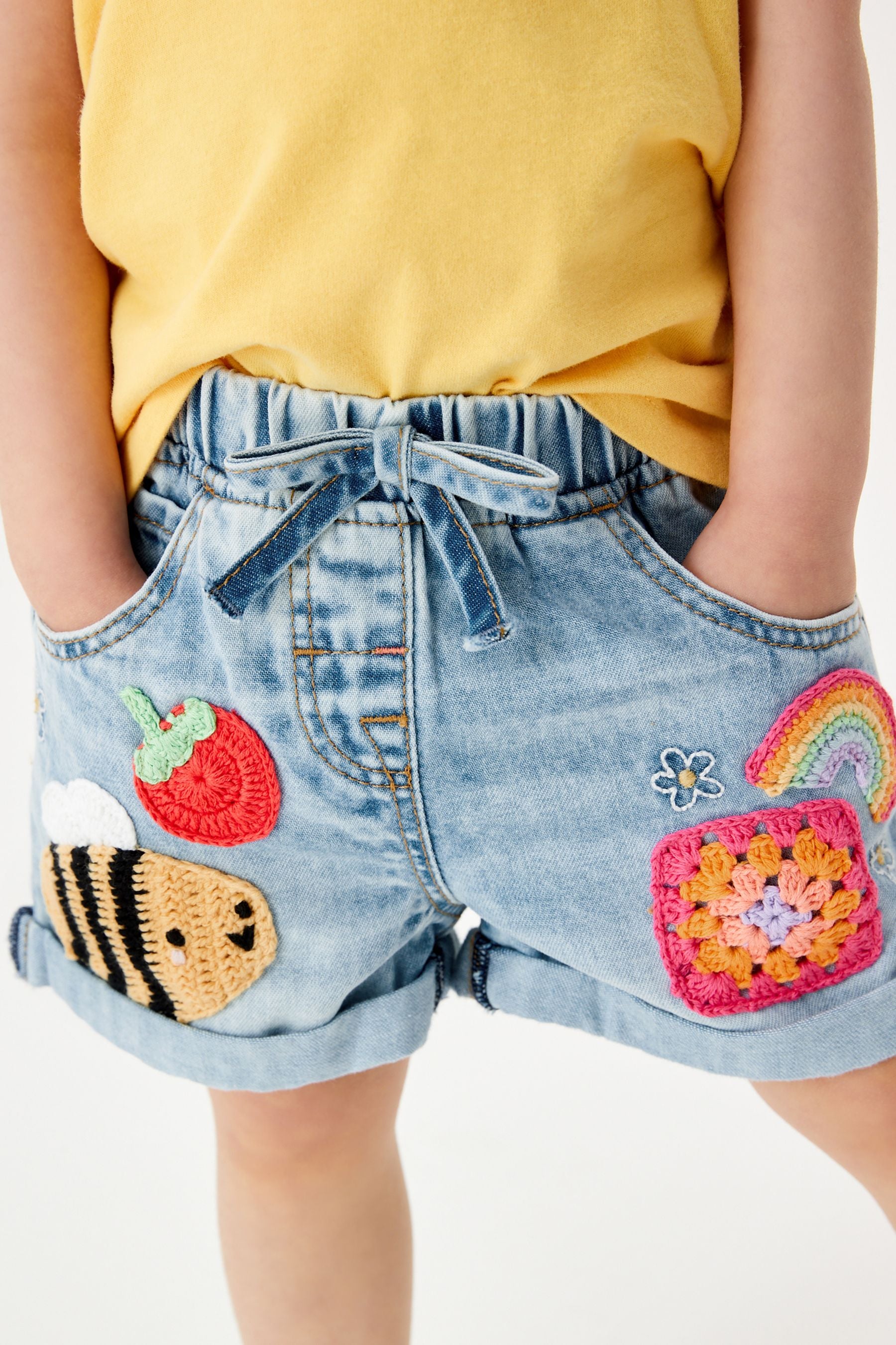 Crochet Character Denim Pull-On Shorts (3mths-10yrs)