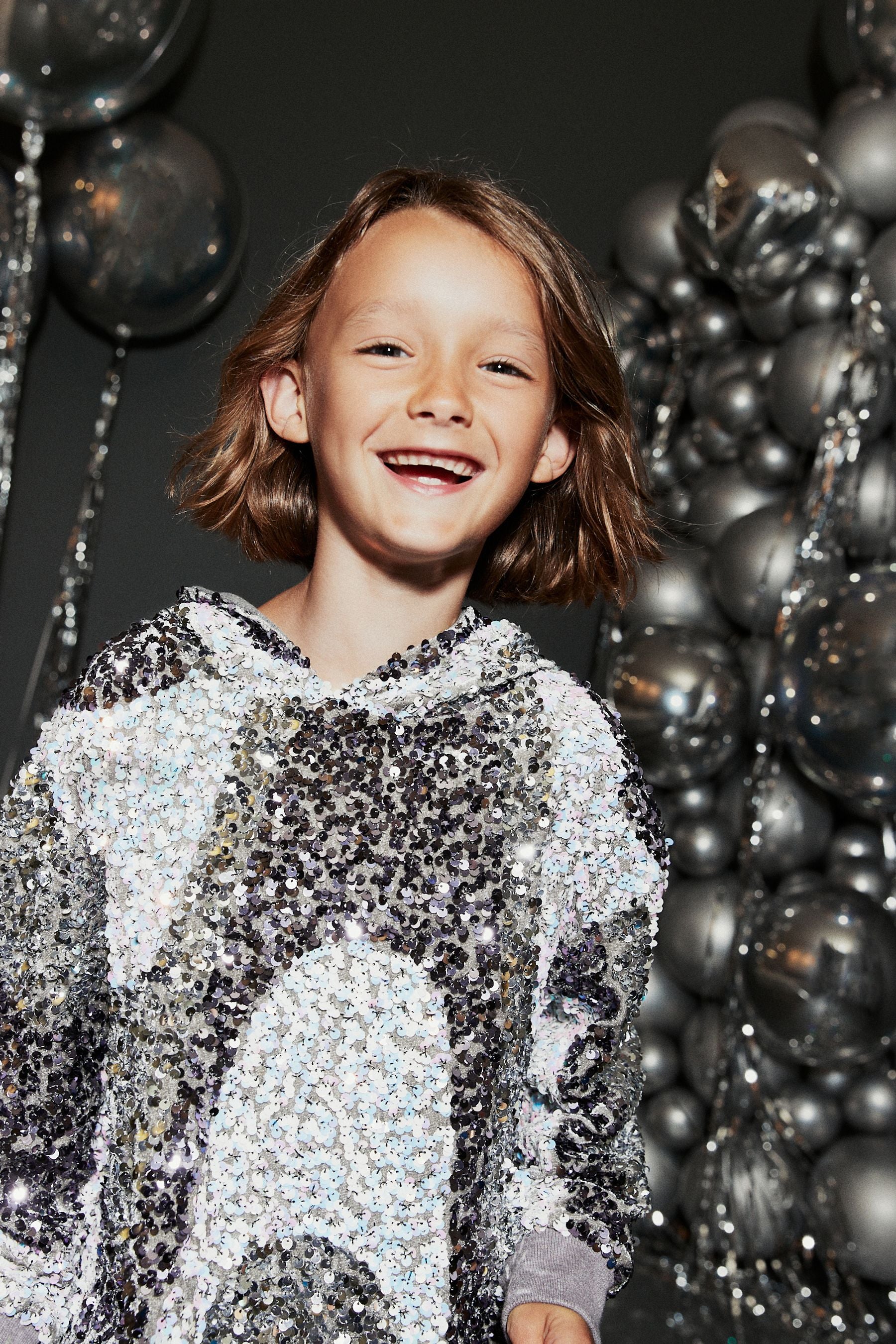 Silver Sequin Longline Hoodie And Leggings Set (3-16yrs)