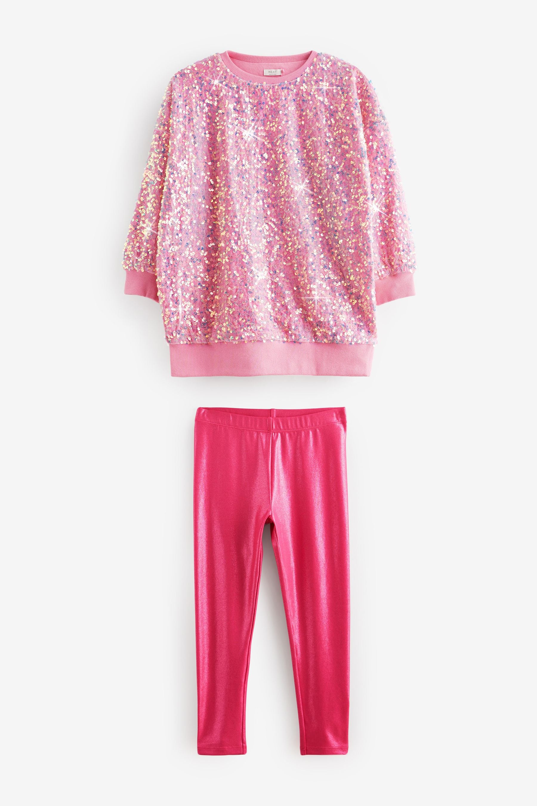 Pink Sequin Party Jumper and Leggings Set (3-16yrs)