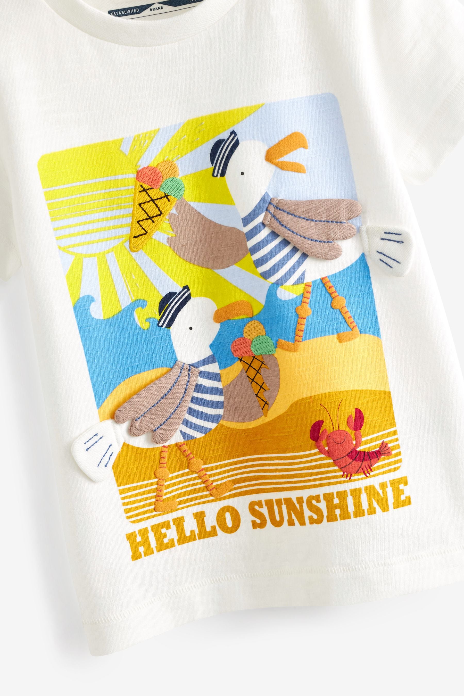 White Hello Sunshine Appliqu T-Shirt (3mths-7yr