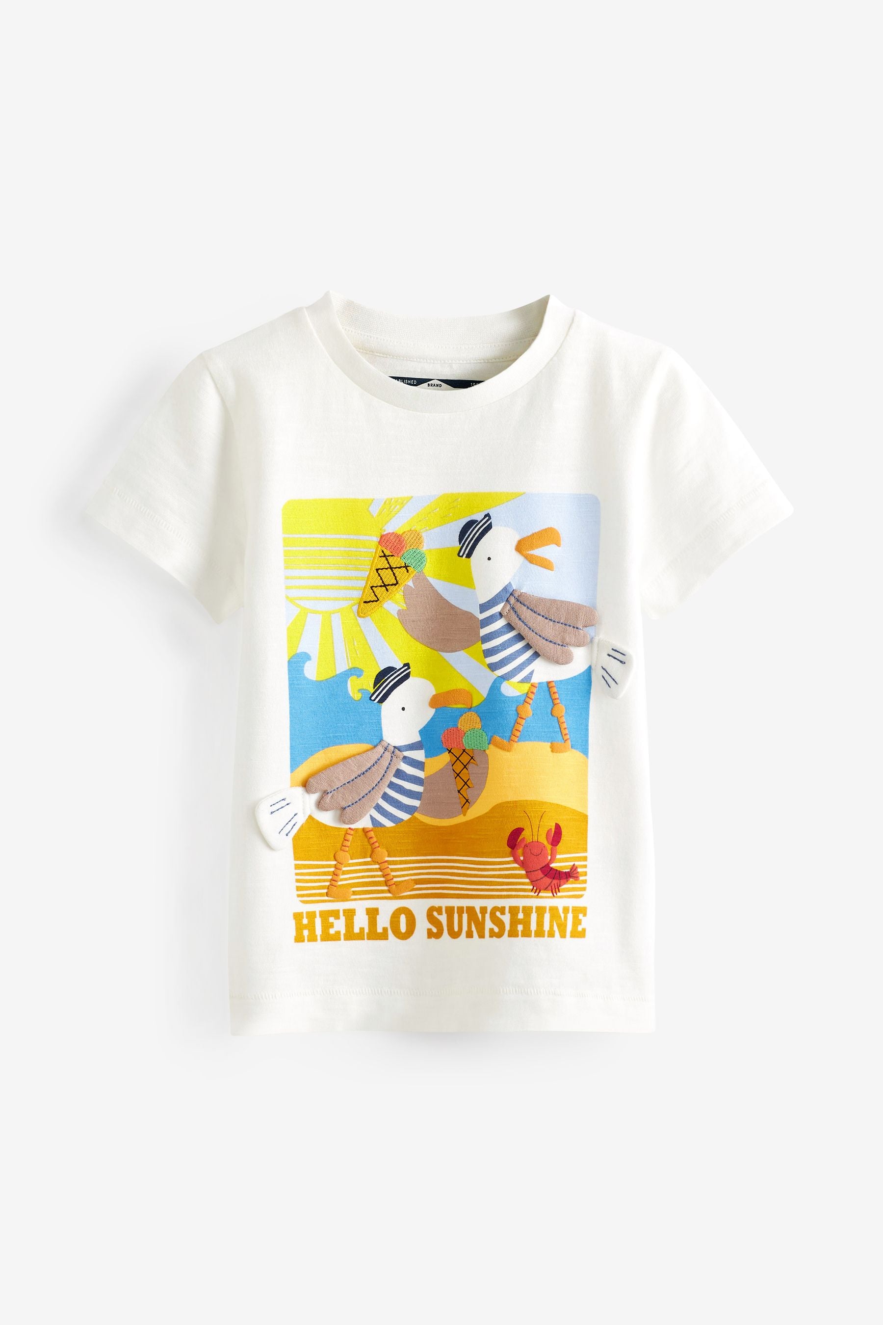 White Hello Sunshine Appliqu T-Shirt (3mths-7yr