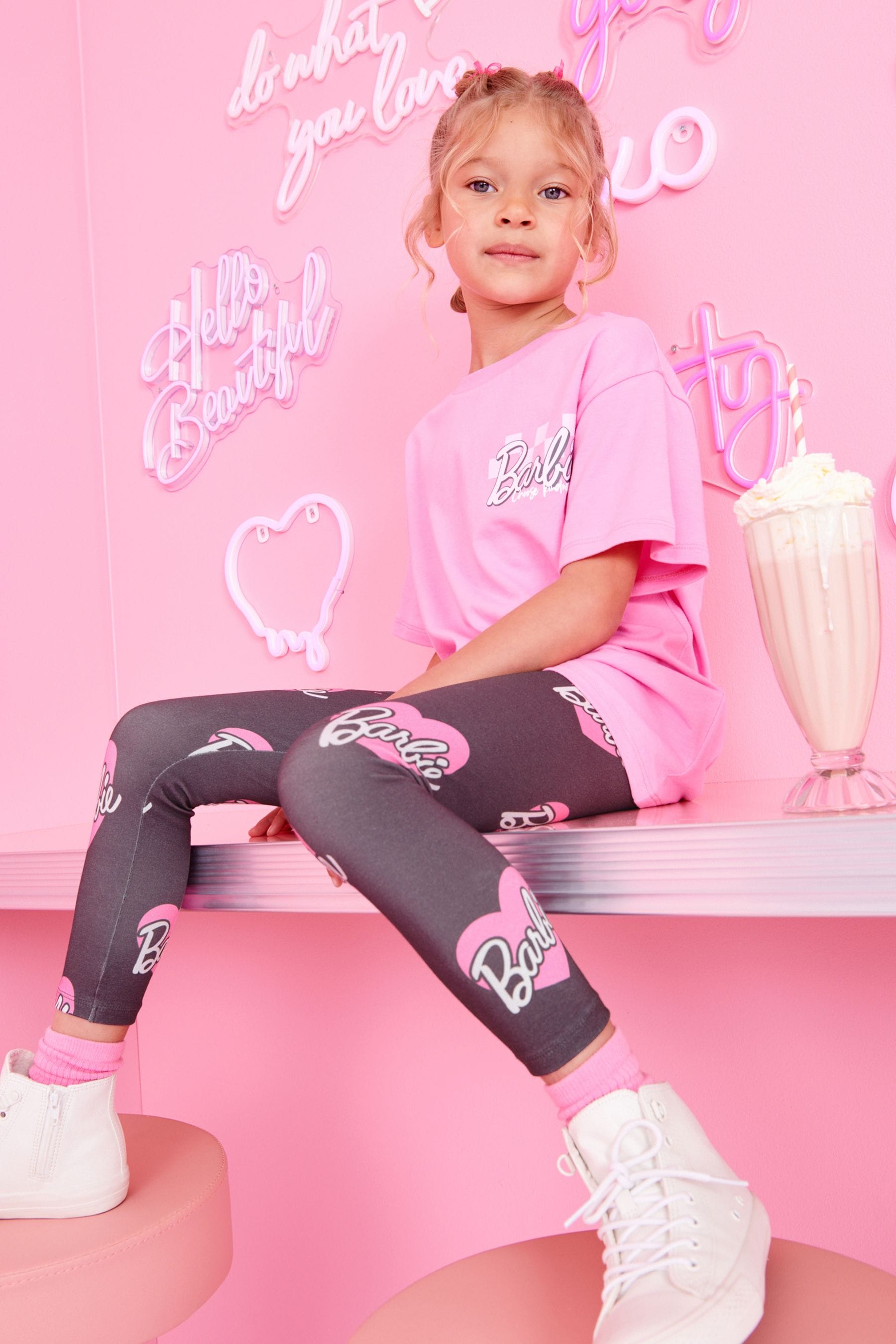 Pink/Grey Barbie License T-Shirt And Leggings Set (3-16yrs)