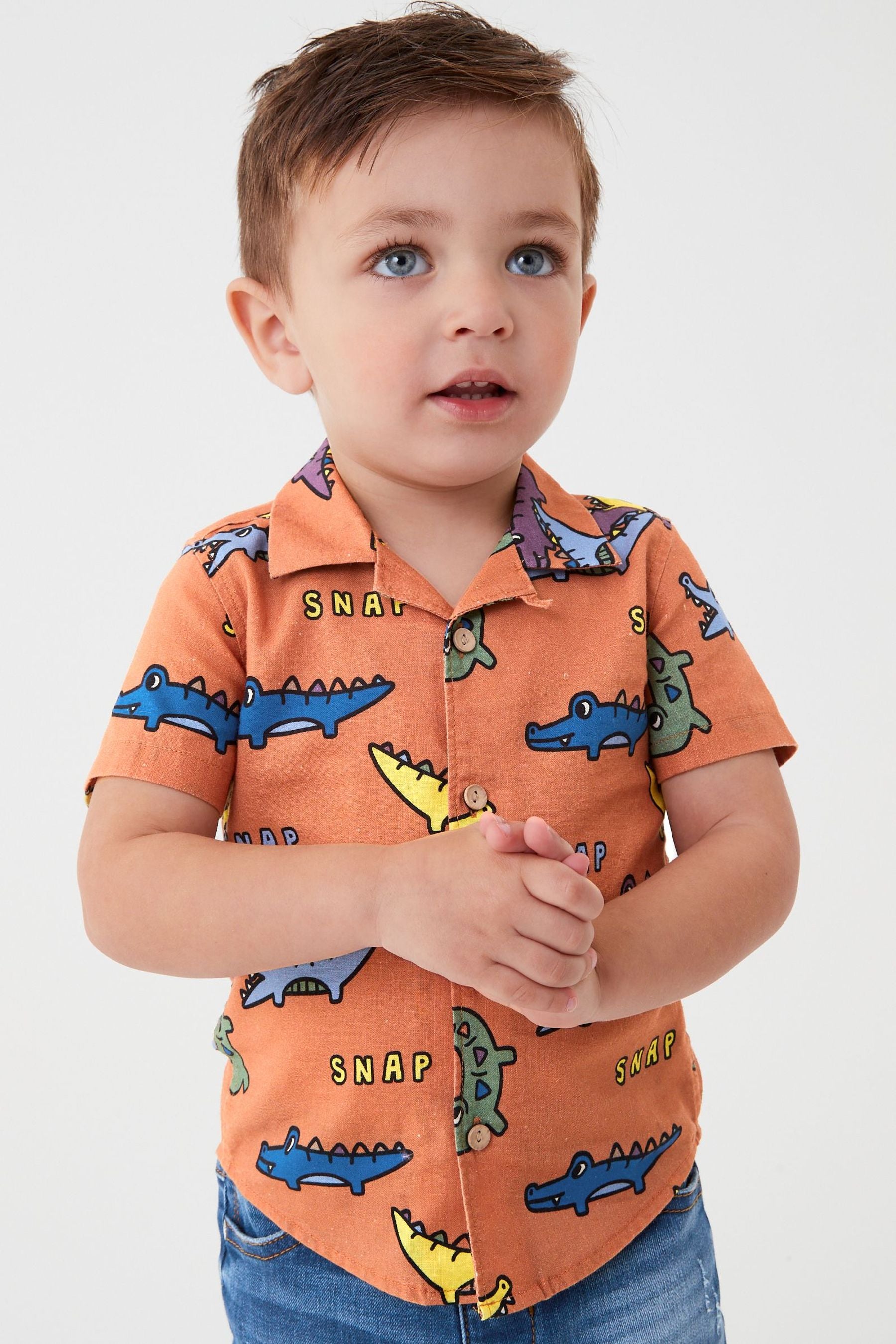 Burnt Orange Crocodile Print Shirt (3mths-7yrs)