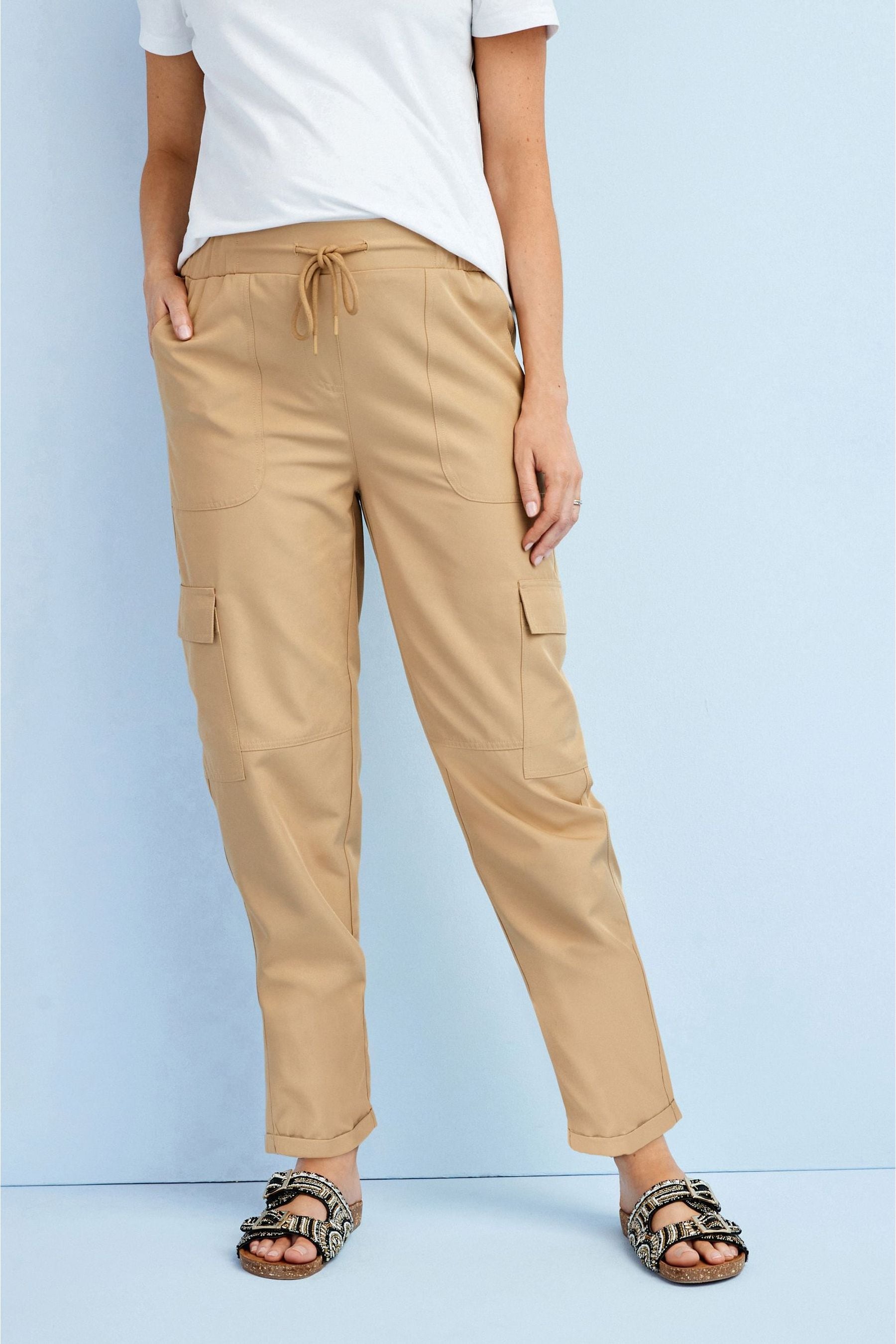 Camel Brown Maternity Utility Cargo Trouser