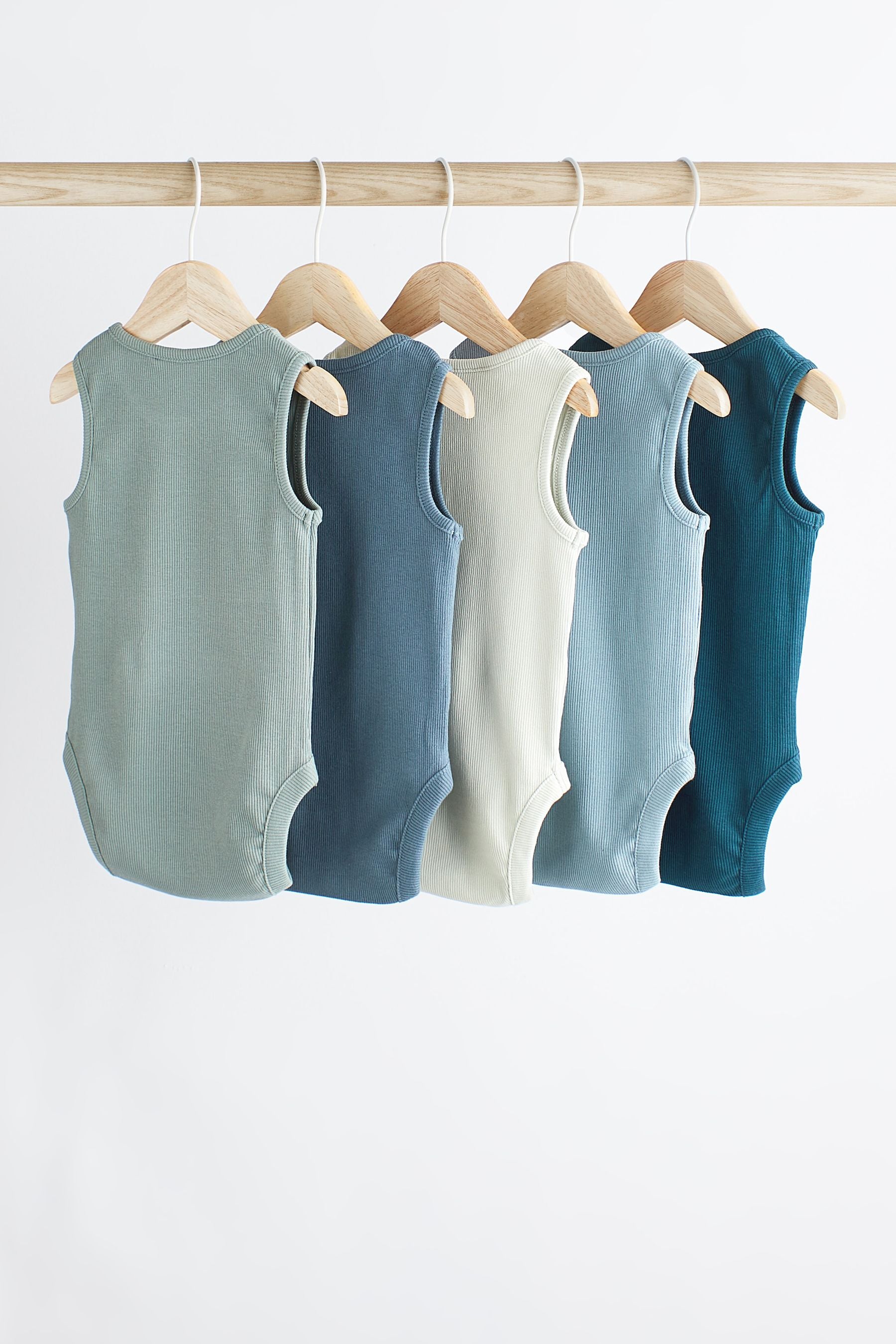 Modern Blue 5 Pack Baby Vest Bodysuits