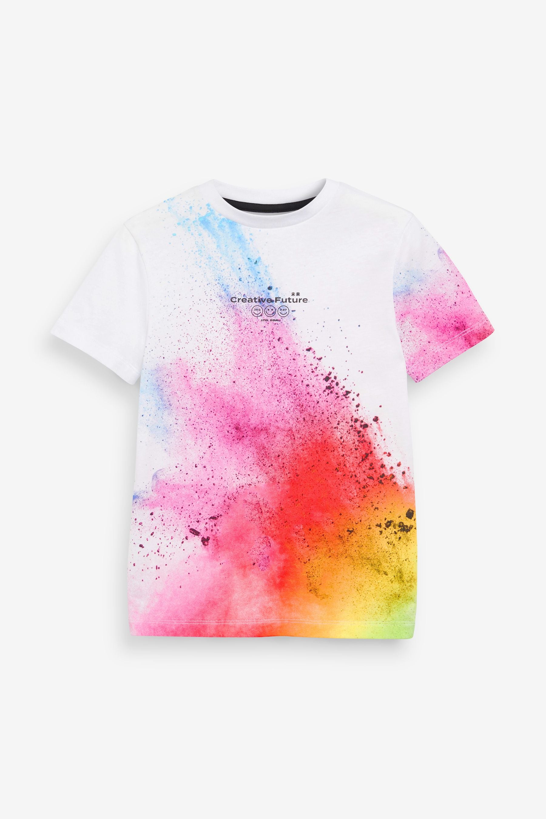 White Rainbow Splat All Over Print T-Shirt (3-16yrs)