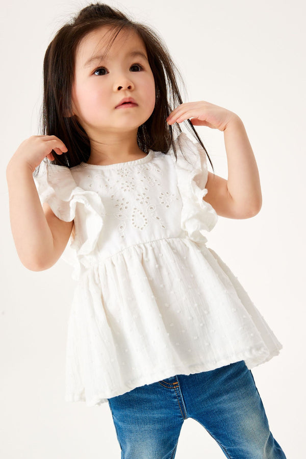 White Broderie Cotton Blouse (3mths-7yrs)