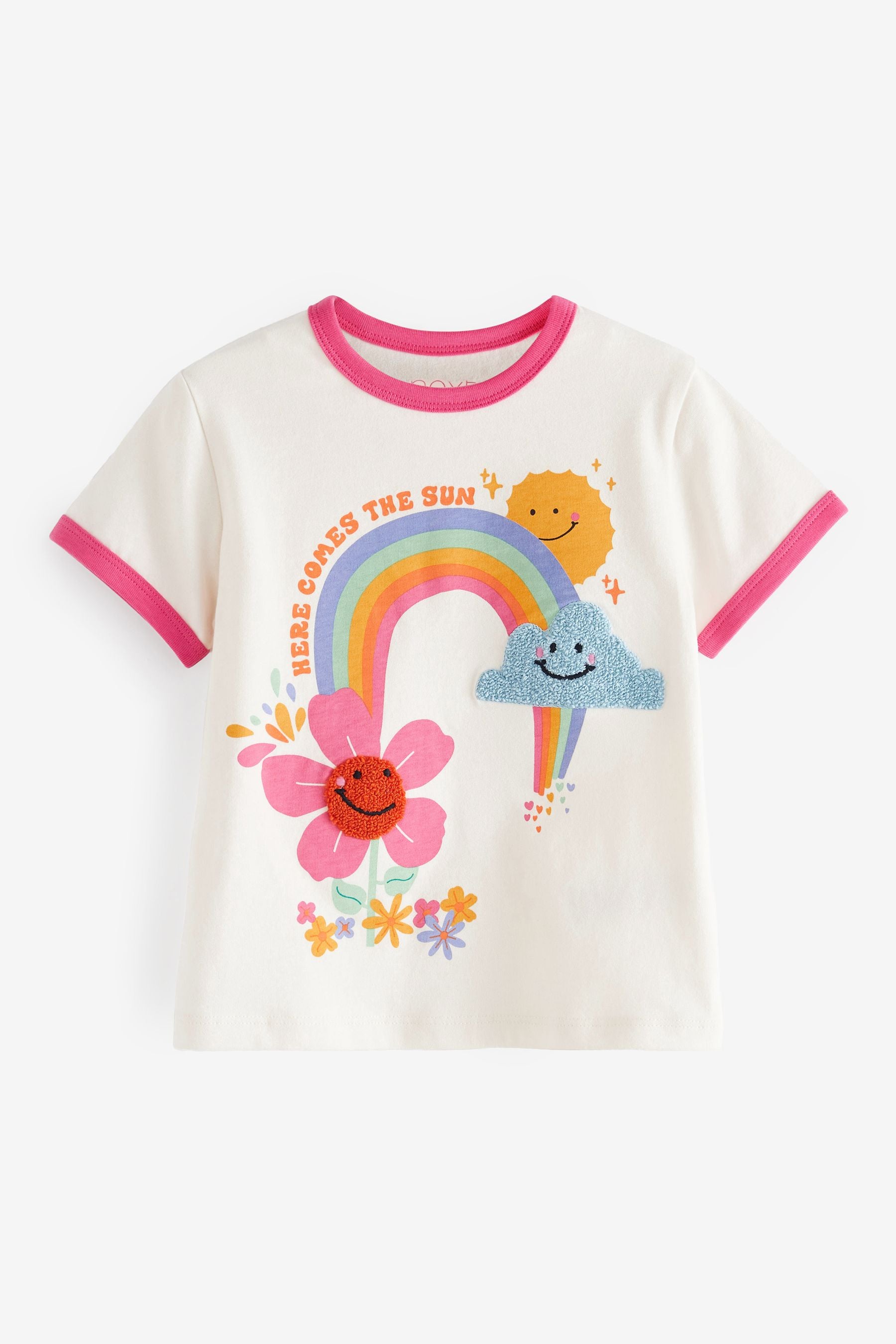 Ecru White Rainbow Appliqu T-Shirt (3mths-7