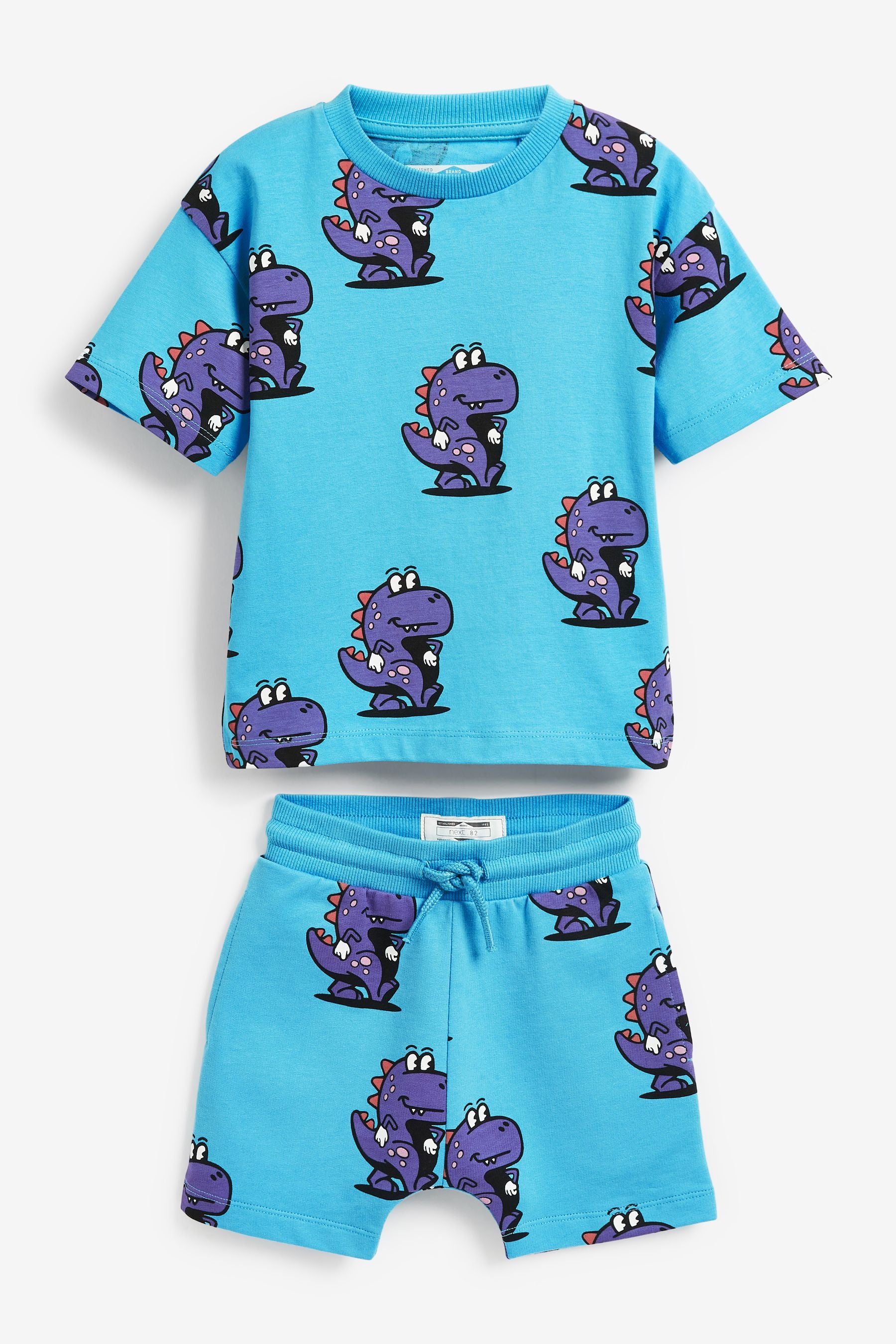 Turquoise Blue Oversized All Over Printed T-Shirt and Shorts Set (3mths-7yrs)