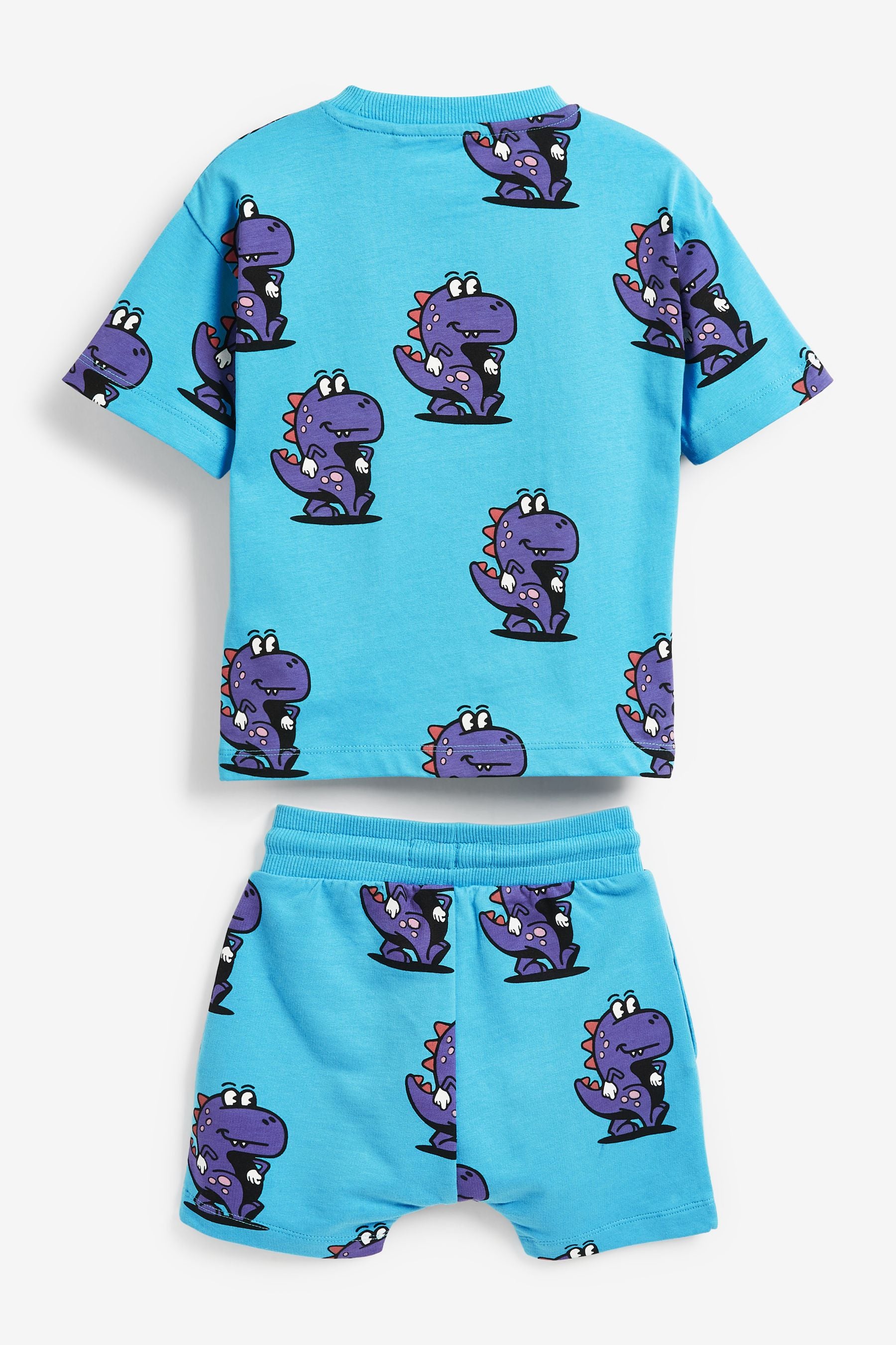 Turquoise Blue Oversized All Over Printed T-Shirt and Shorts Set (3mths-7yrs)