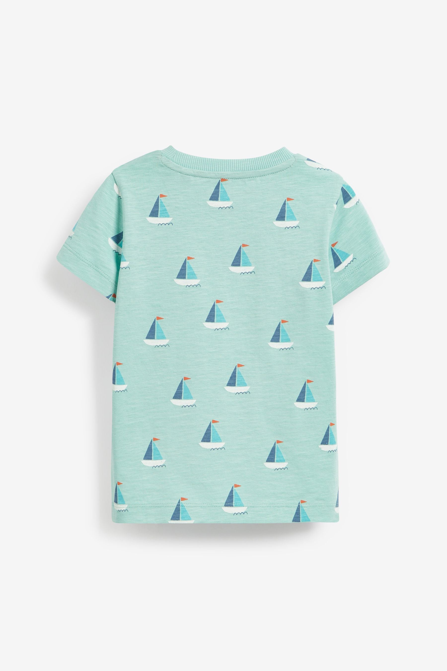 Pale Blue Boat All-Over Printed T-Shirt (3mths-7yrs)