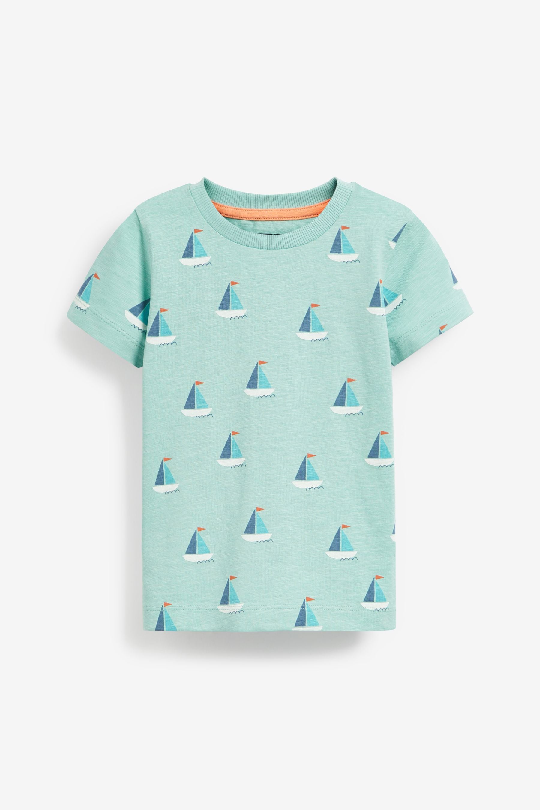 Pale Blue Boat All-Over Printed T-Shirt (3mths-7yrs)