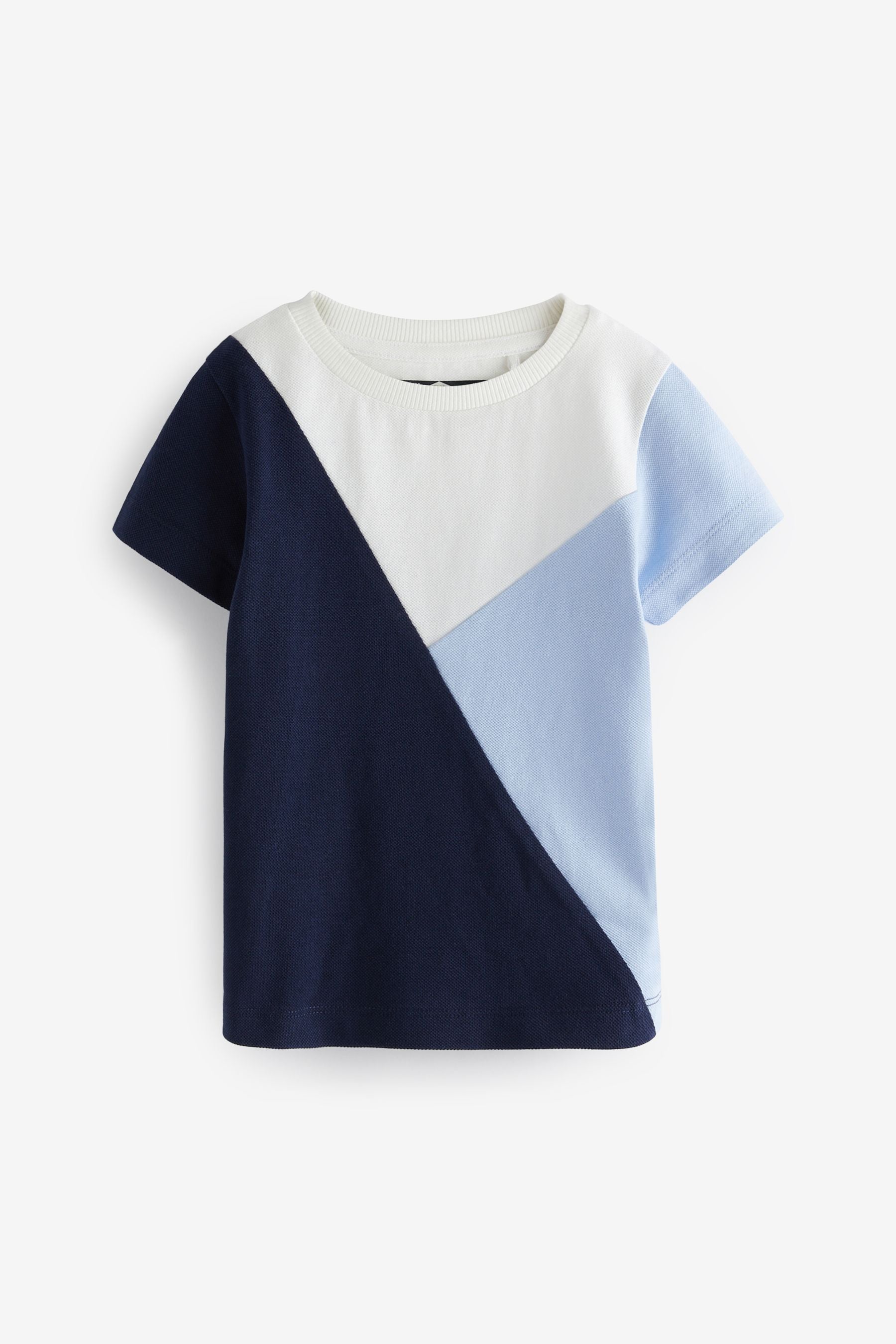 Blue/White Colourblock Short Sleeve T-Shirt (3mths-7yrs)