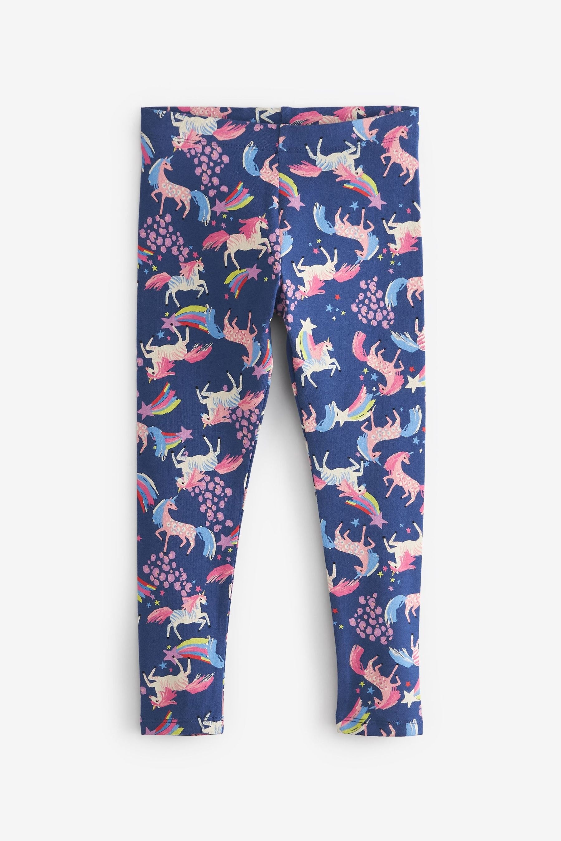 Navy Blue/Pink Unicorn Print Leggings (3-16yrs)