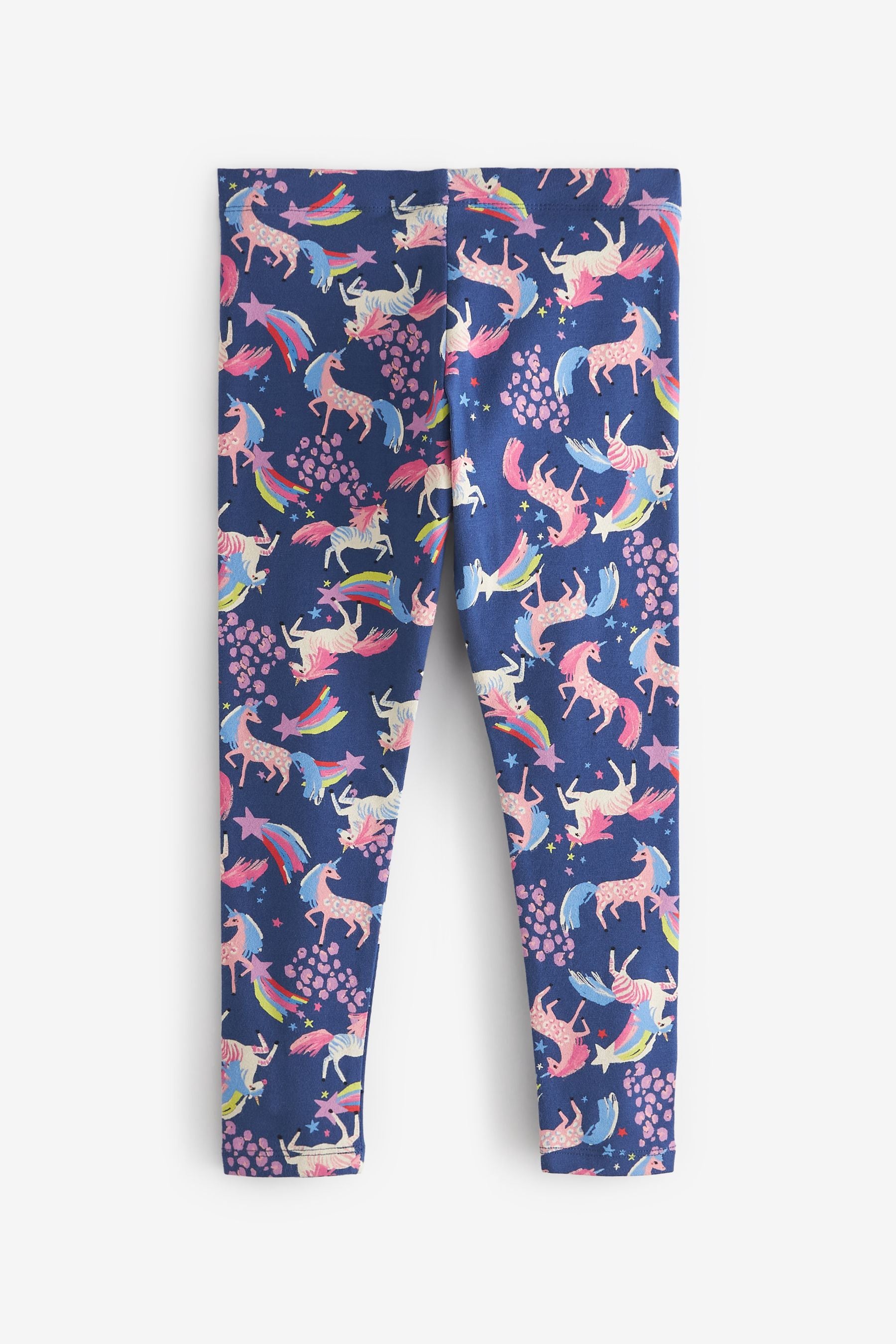 Navy Blue/Pink Unicorn Print Leggings (3-16yrs)