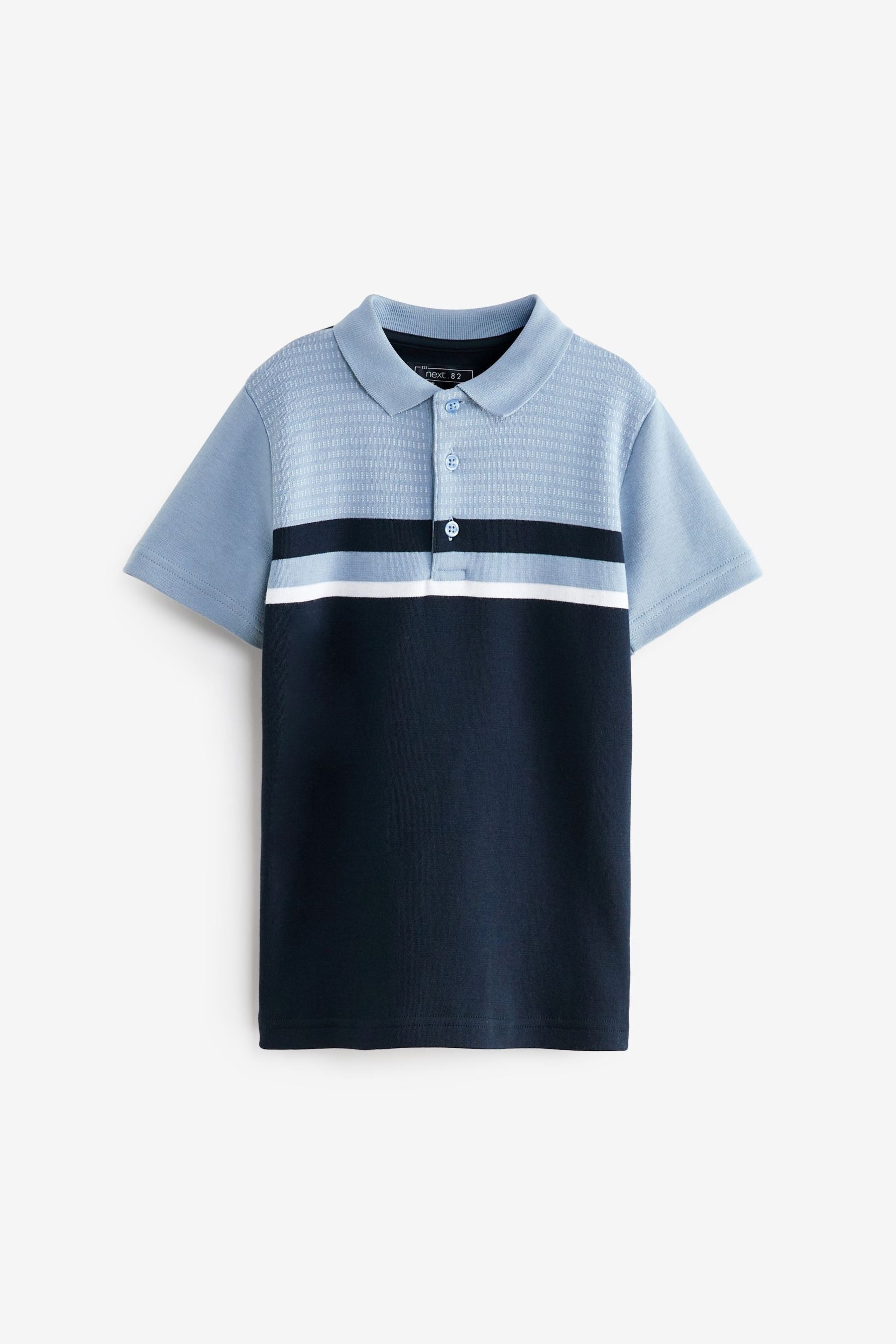 Blue/Navy Blue Soft Touch Colourblock Polo Shirt (3-16yrs)