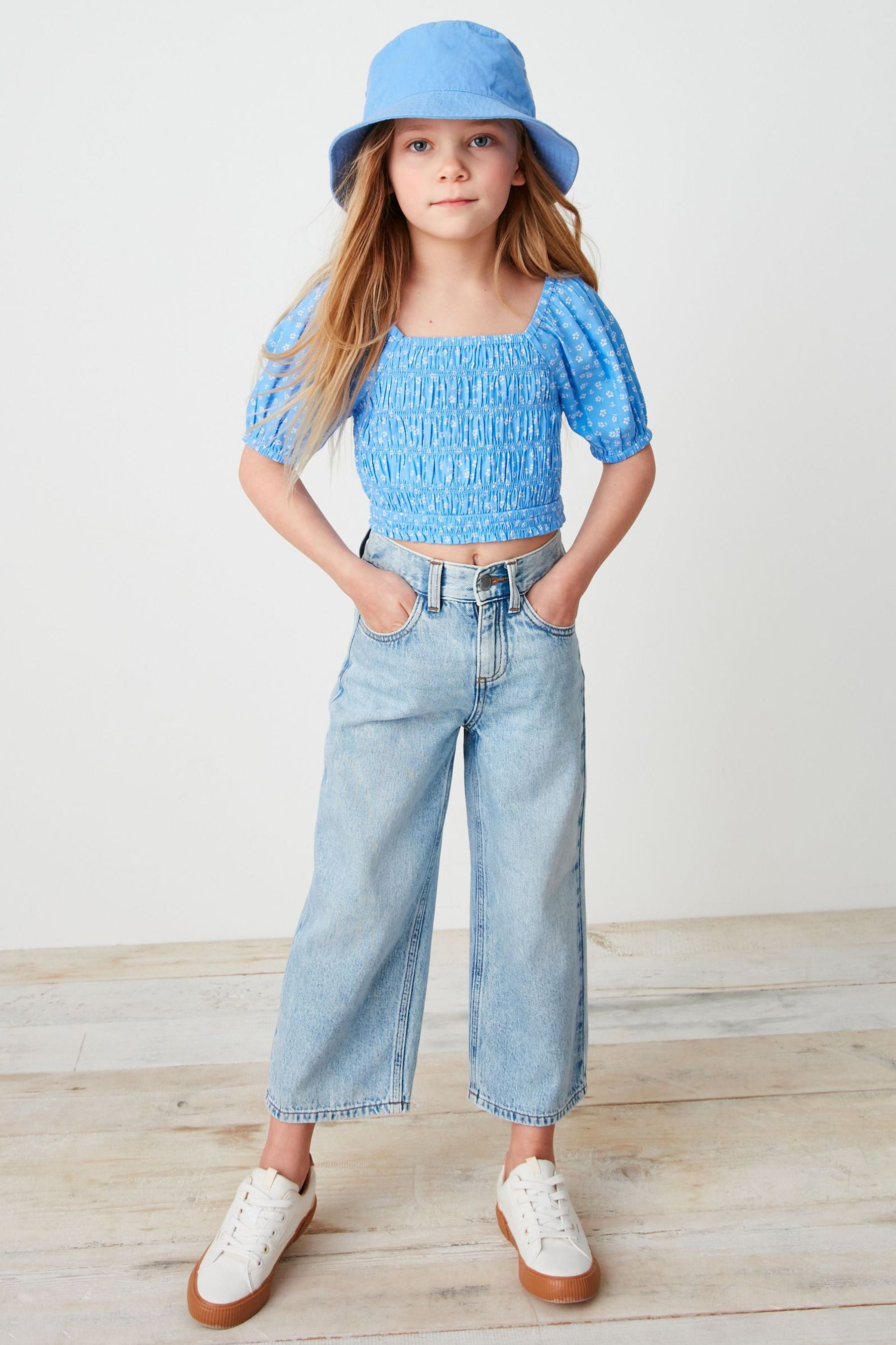 Blue Shirred Top (3-16yrs)