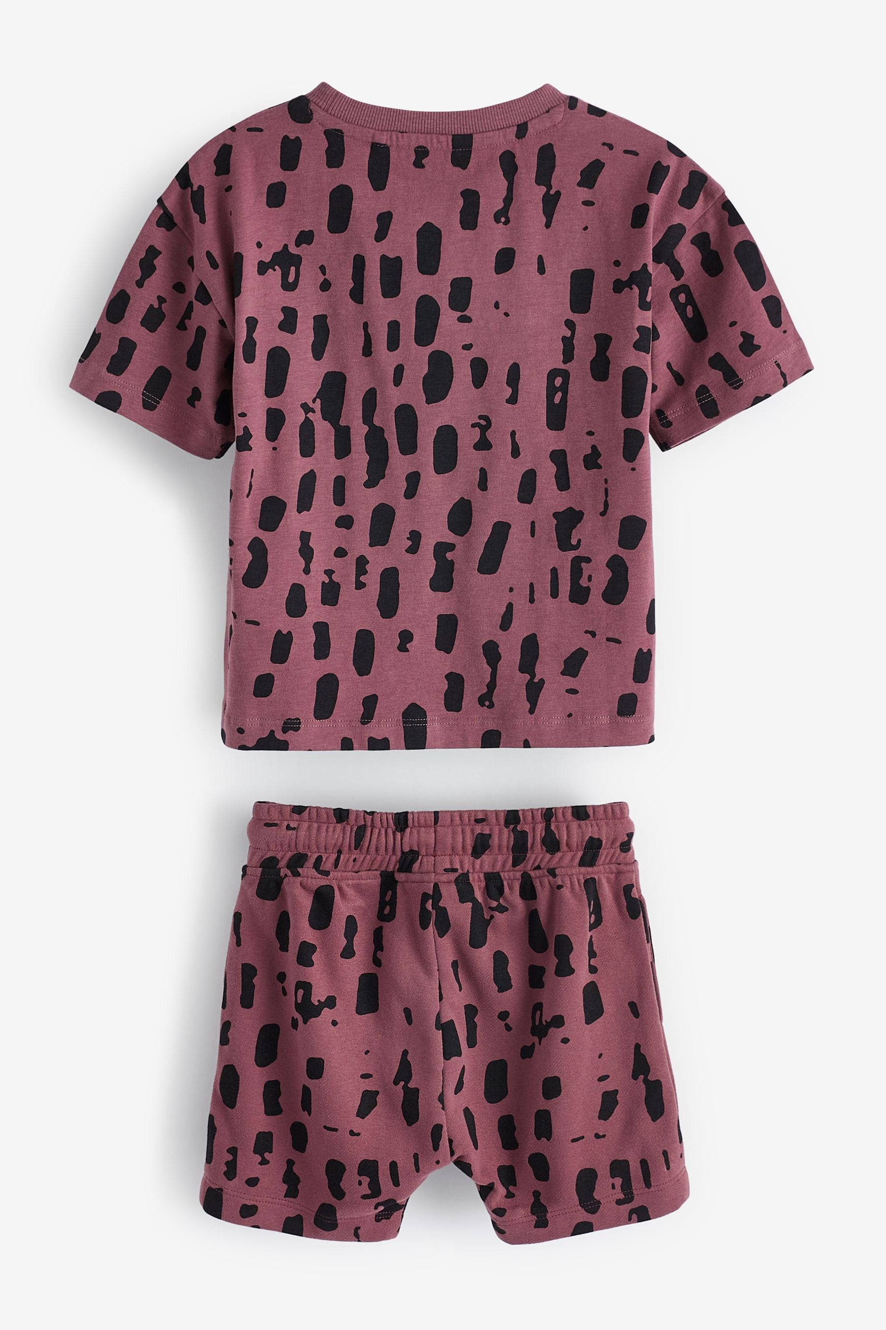 Plum Purple Oversized All Over Printed T-Shirt and Shorts Set (3mths-7yrs)