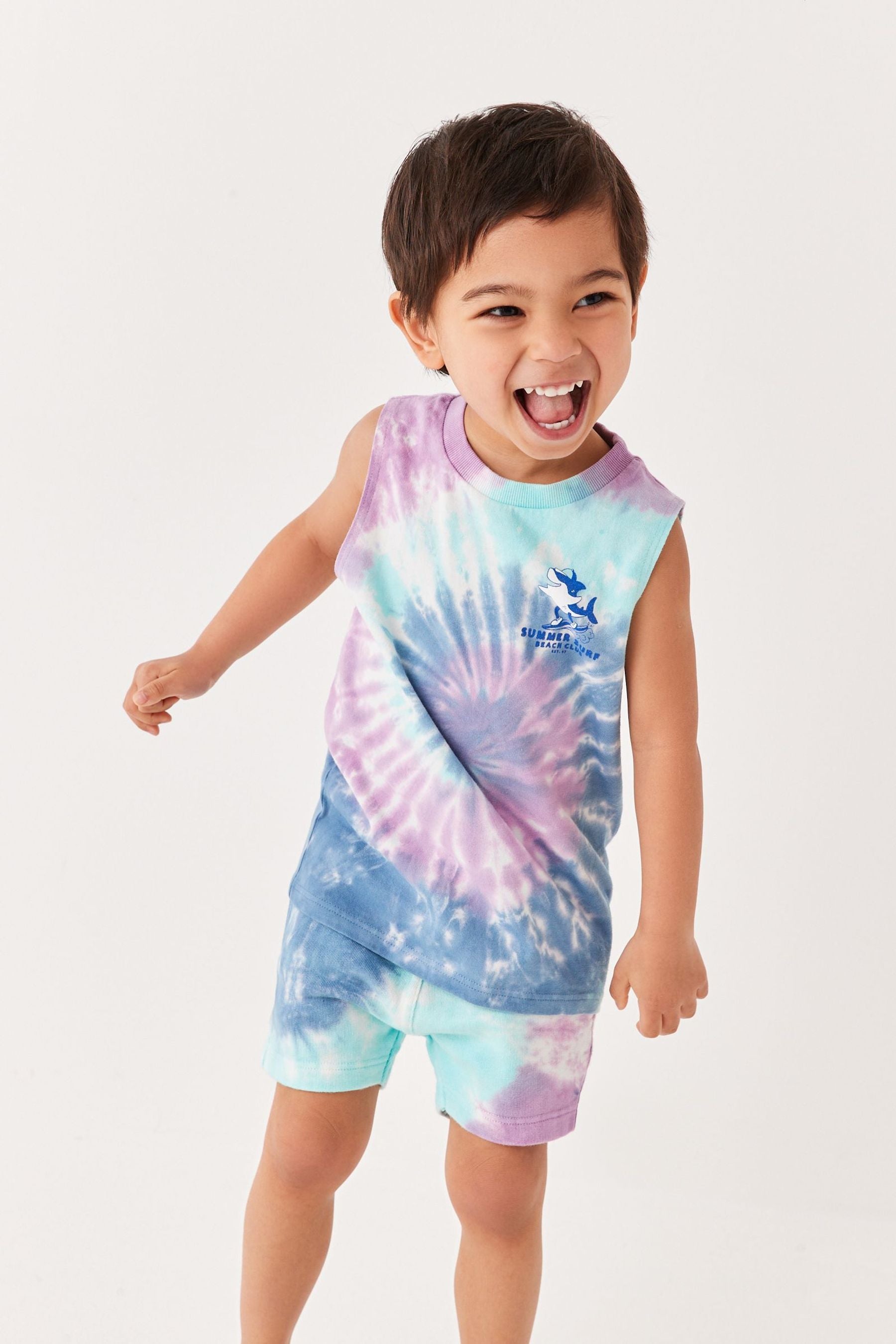 Blue Tie Dye Vest and Short Set (3mths-7yrs)