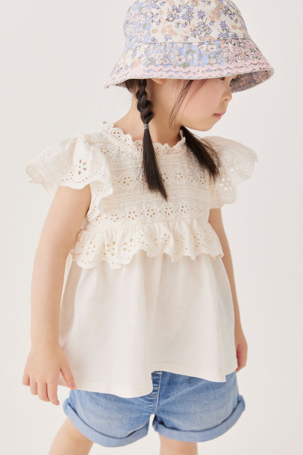 Cream Lace Trim Cotton Blouse (3mths-7yrs)