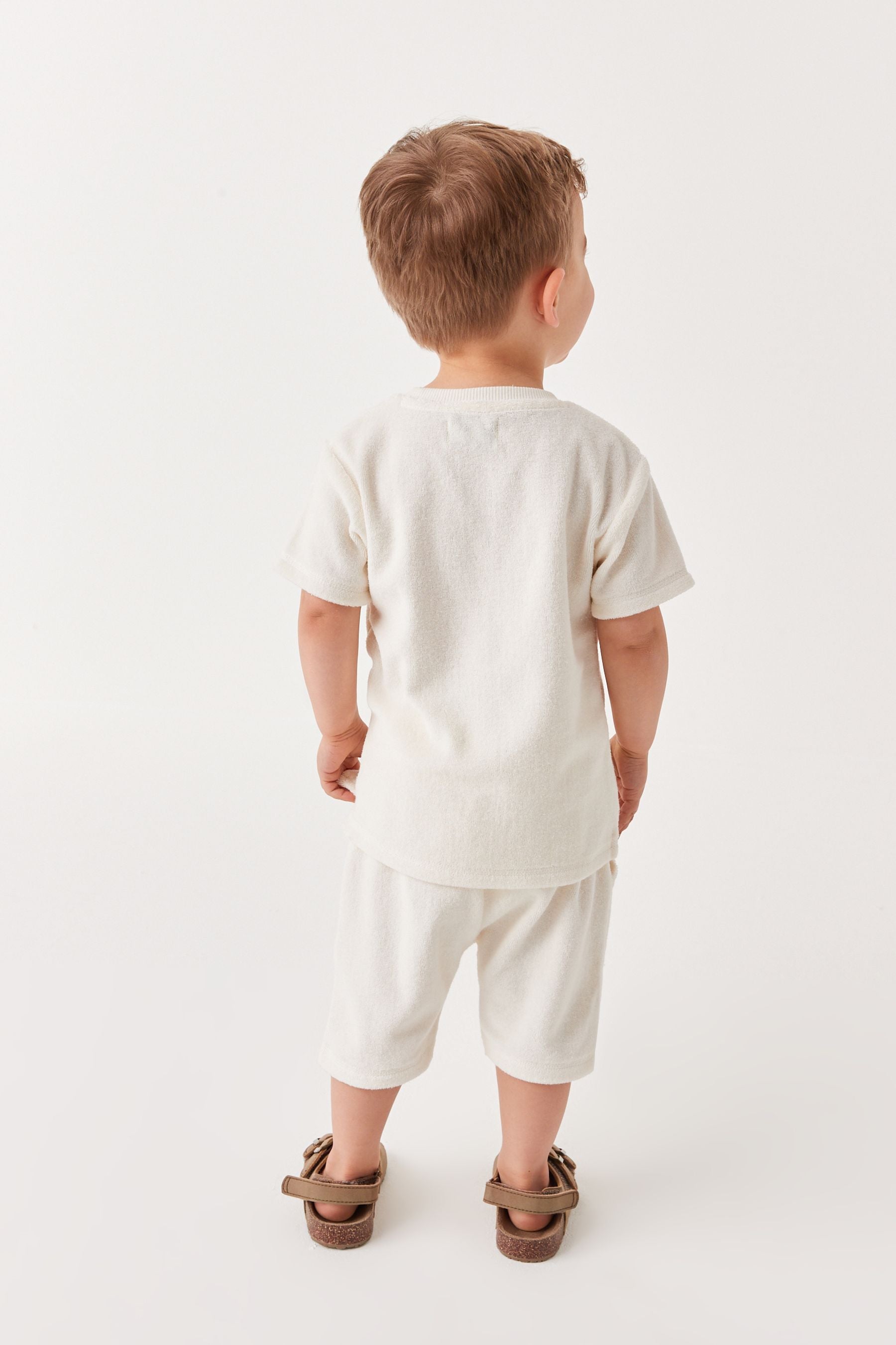 Ecru White T-Shirt And Shorts Towelling Set (3mths-7yrs)