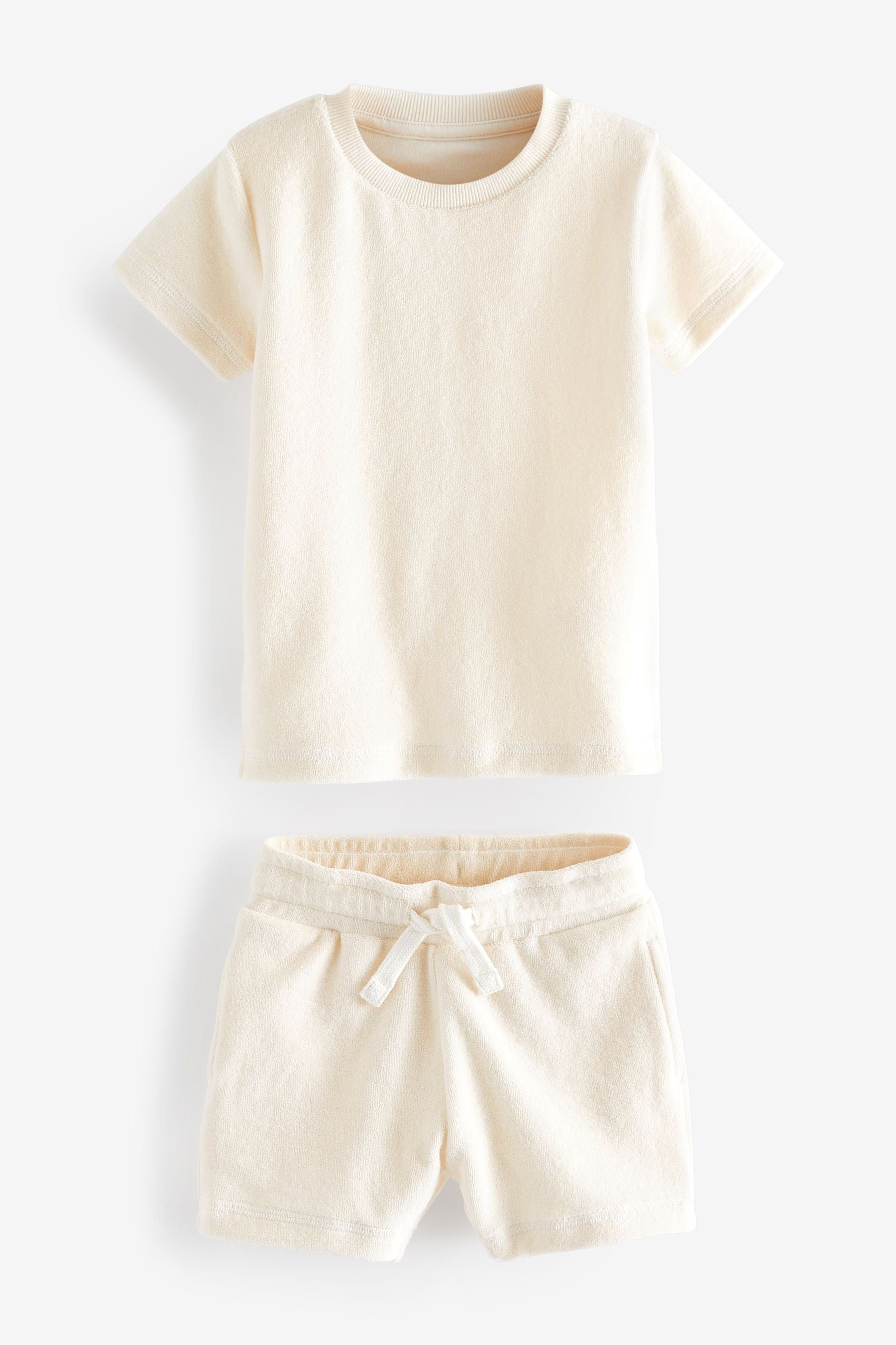 Ecru White T-Shirt And Shorts Towelling Set (3mths-7yrs)