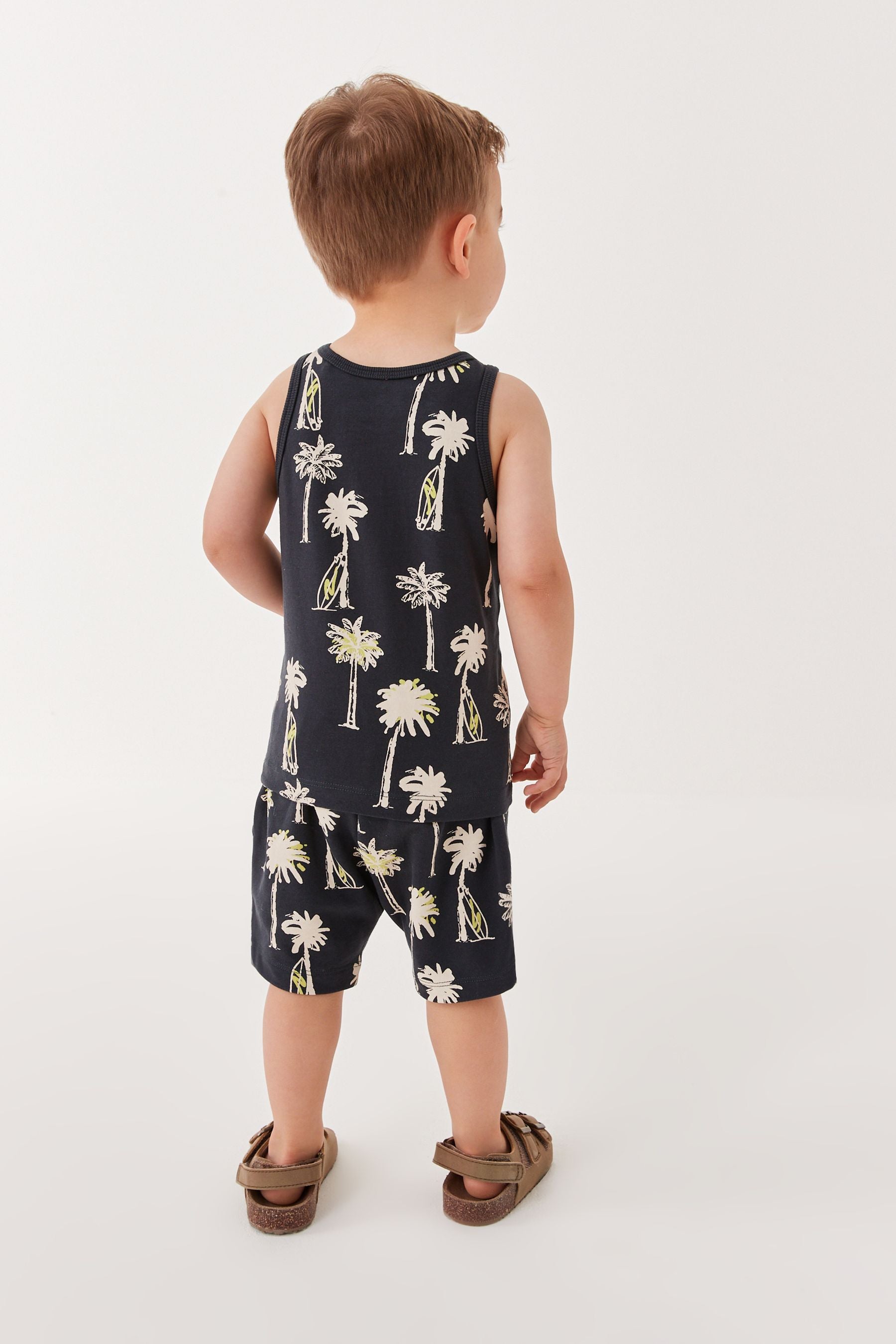 Monochrome Palm Tree Vest and Short Set (3mths-7yrs)