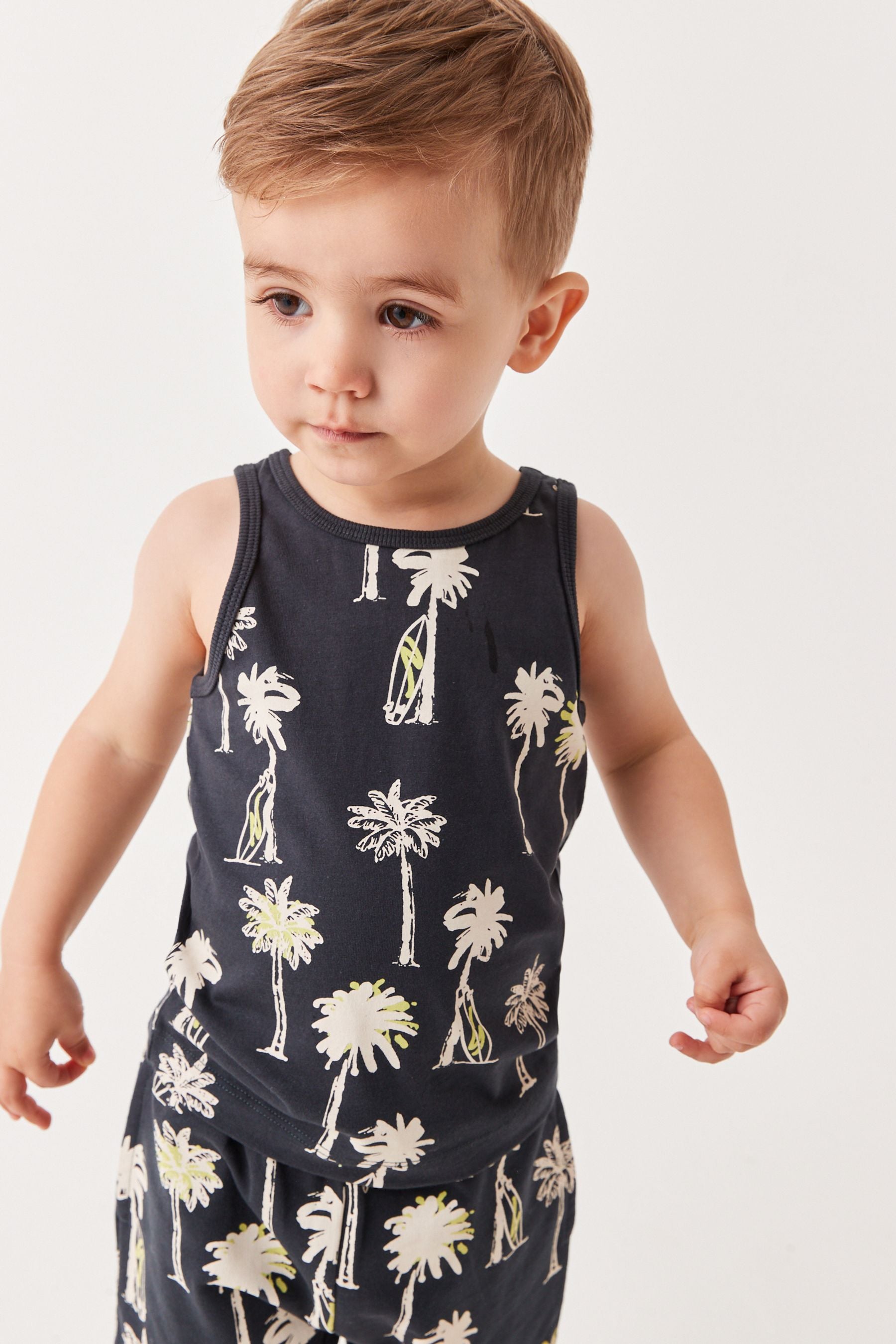 Monochrome Palm Tree Vest and Short Set (3mths-7yrs)