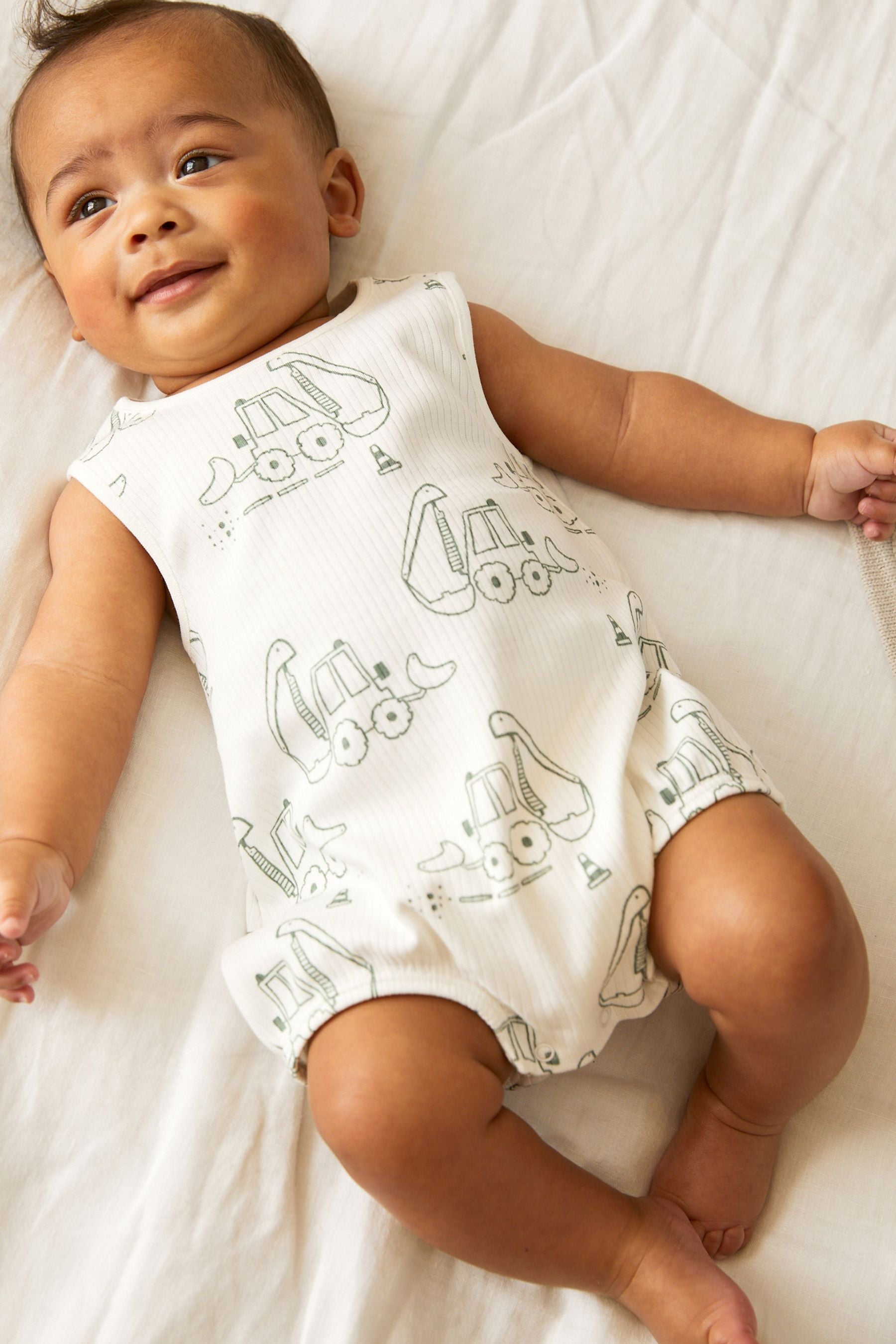 White Transport 2 Pack Bubble Shape Bodysuits (0mths-3yrs)