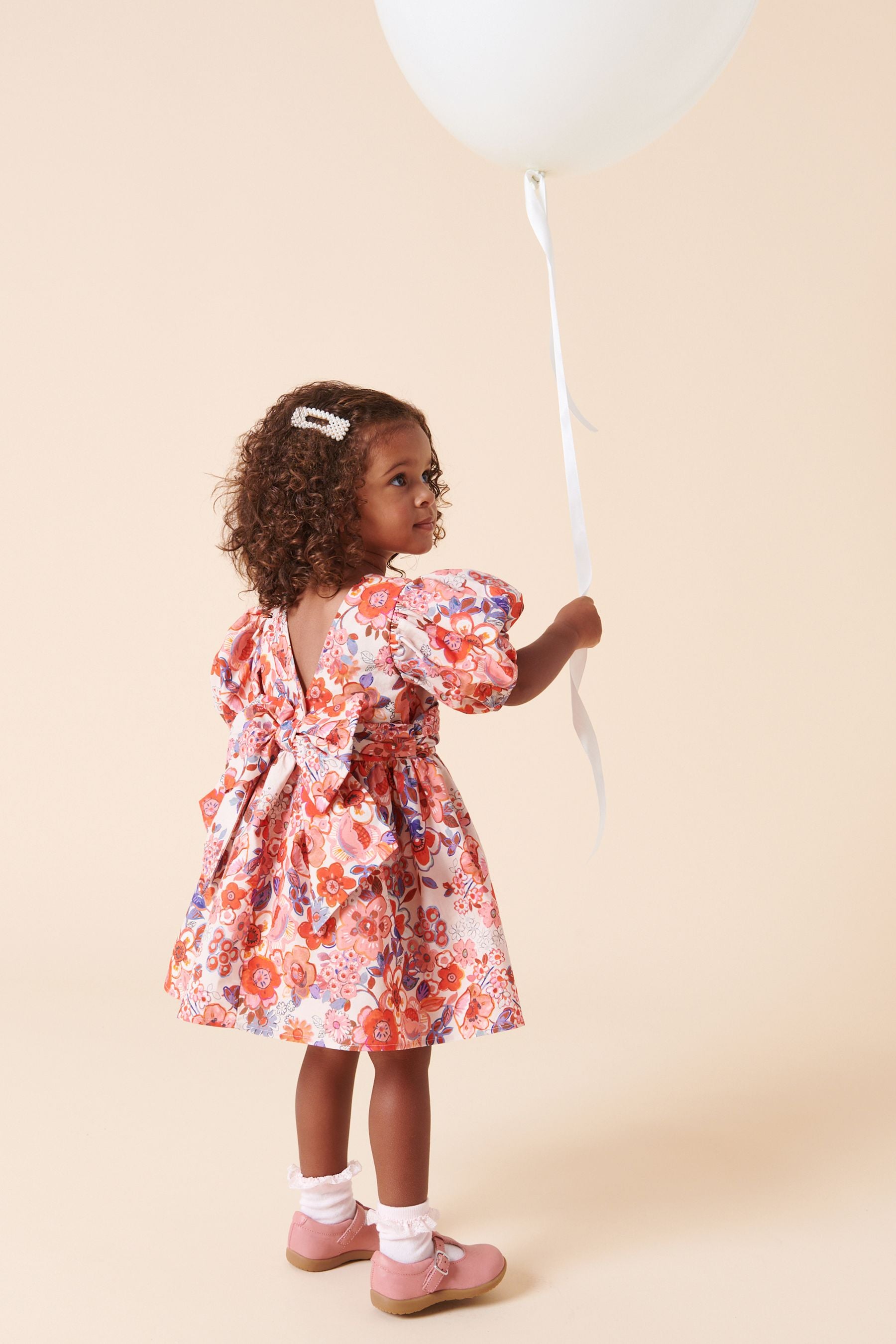 Red Floral Printed Cotton Prom Dress (3mths-8yrs)