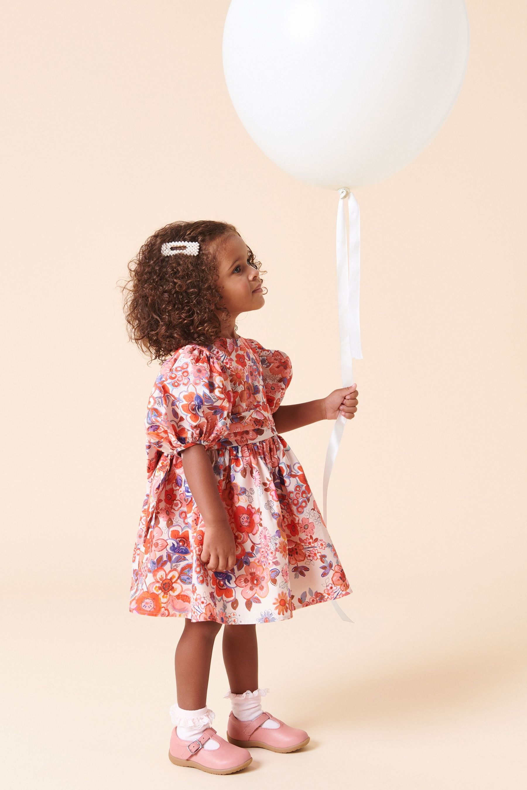 Red Floral Printed Cotton Prom Dress (3mths-8yrs)