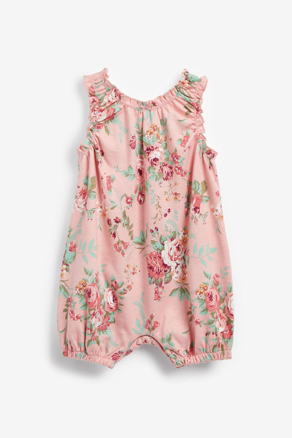 Pink Floral Single Romper (0mths-3yrs)