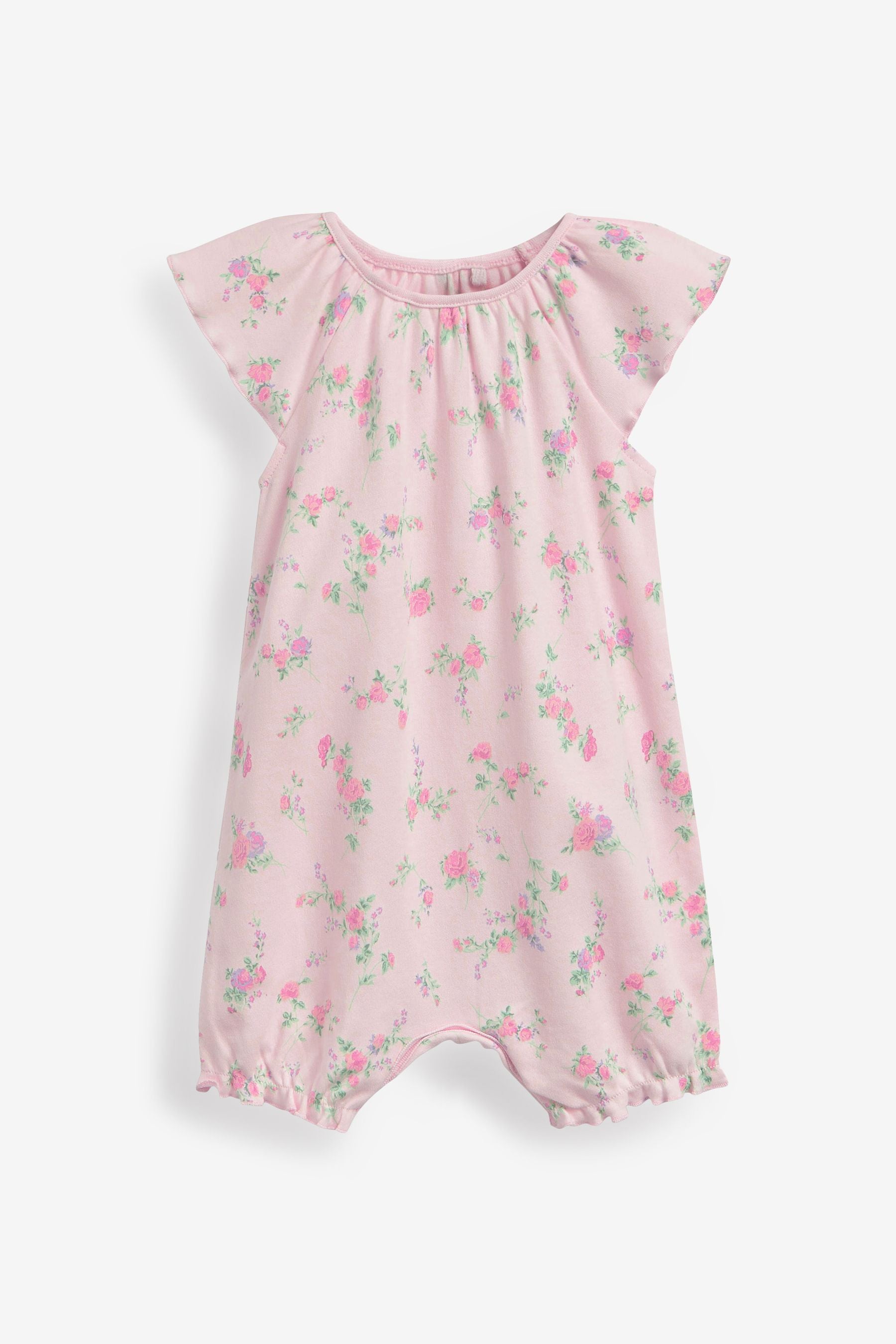 Pastel Pink Floral Baby 5 Pack Printed Rompers (0-18mths)