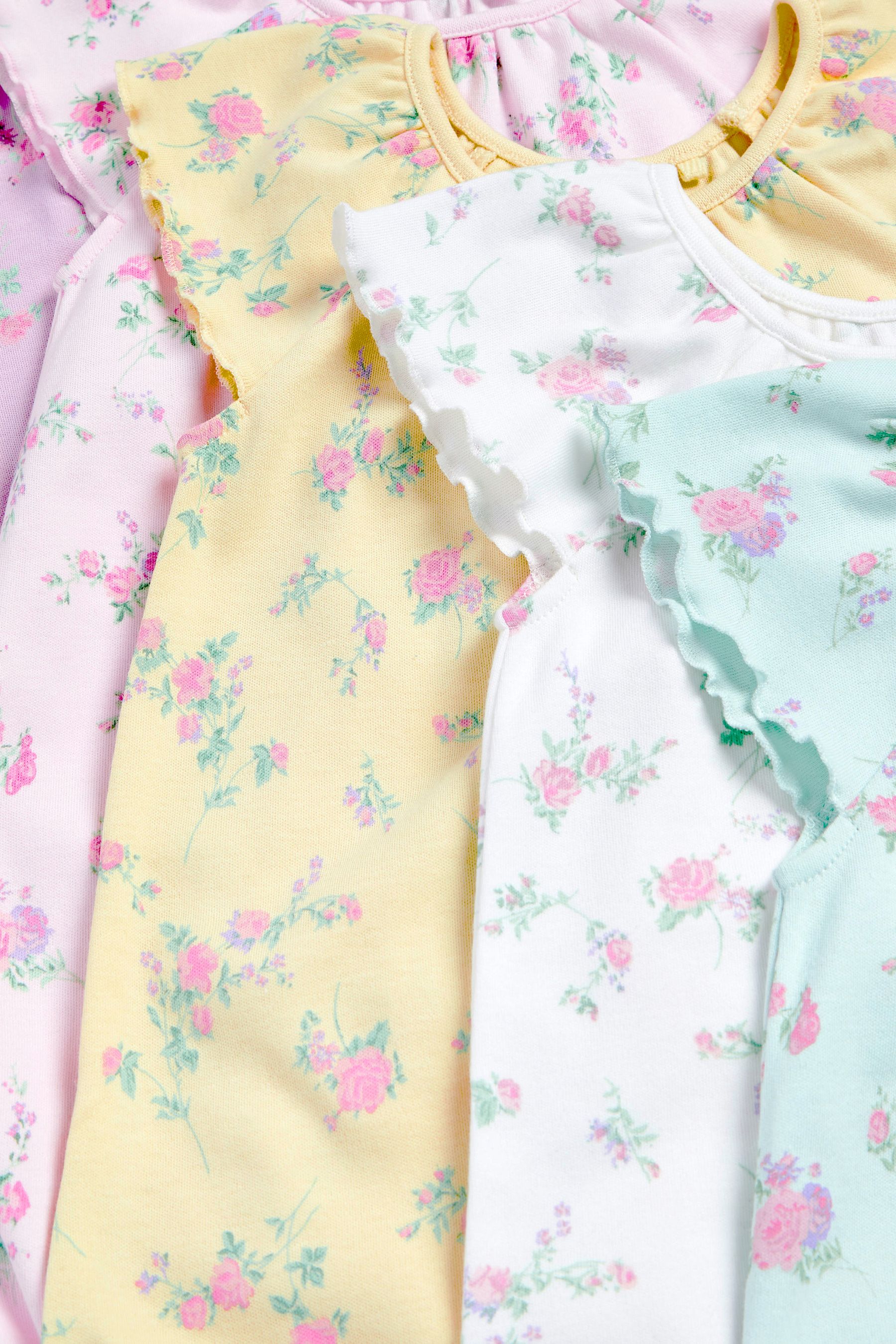 Pastel Pink Floral Baby 5 Pack Printed Rompers (0-18mths)