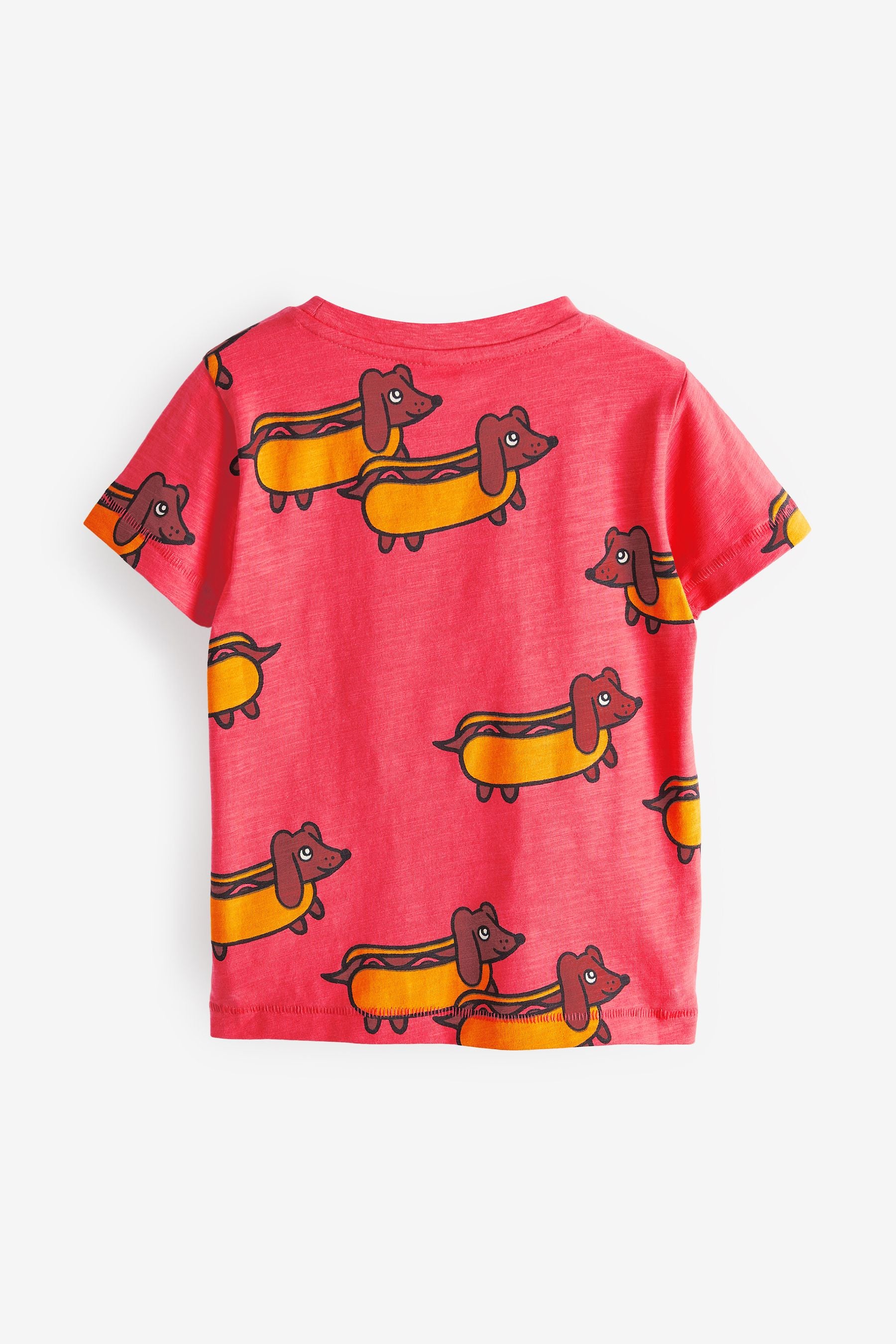 Red/Pink Sausage Hot Dog All-Over Printed T-Shirt (3mths-7yrs)