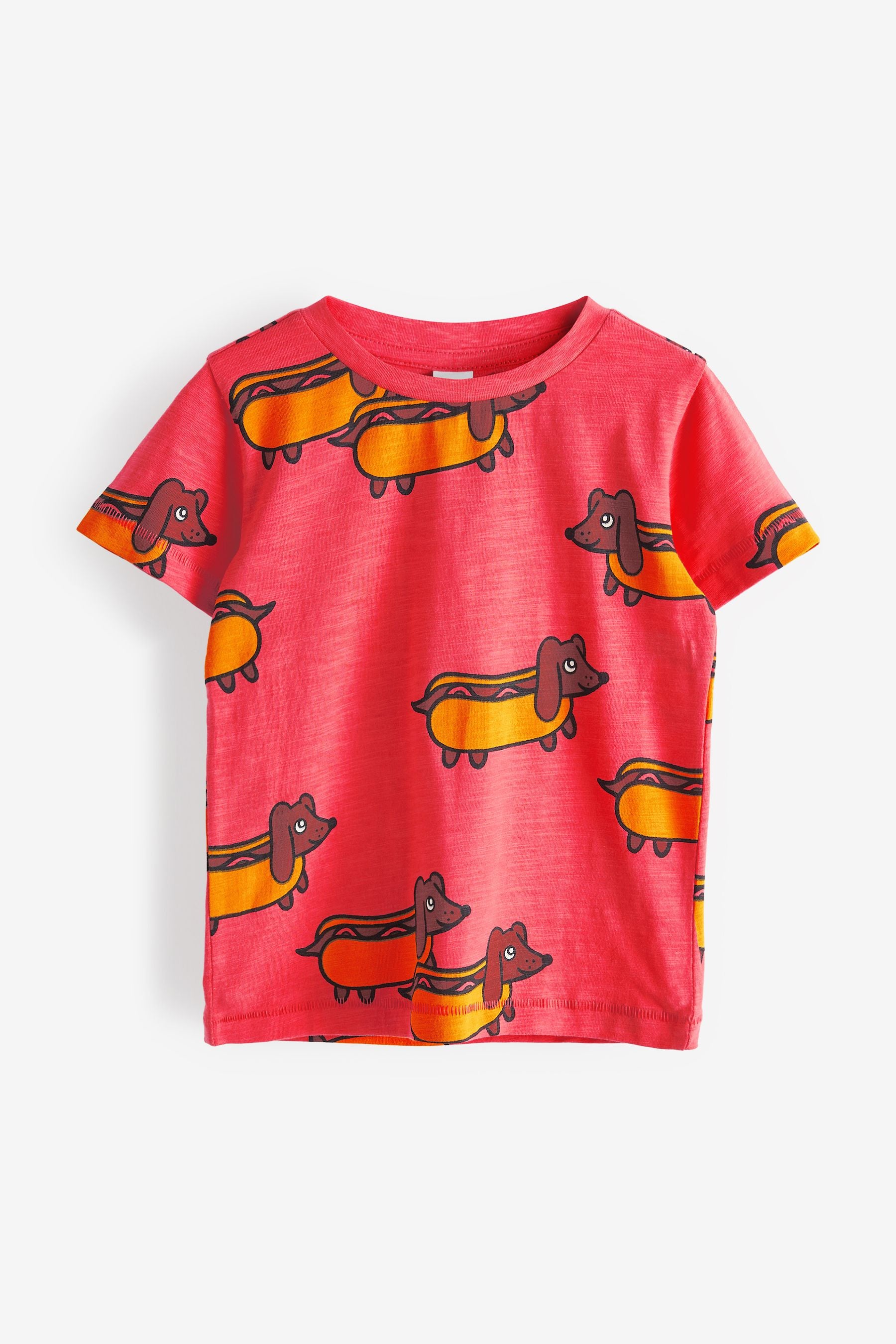 Red/Pink Sausage Hot Dog All-Over Printed T-Shirt (3mths-7yrs)