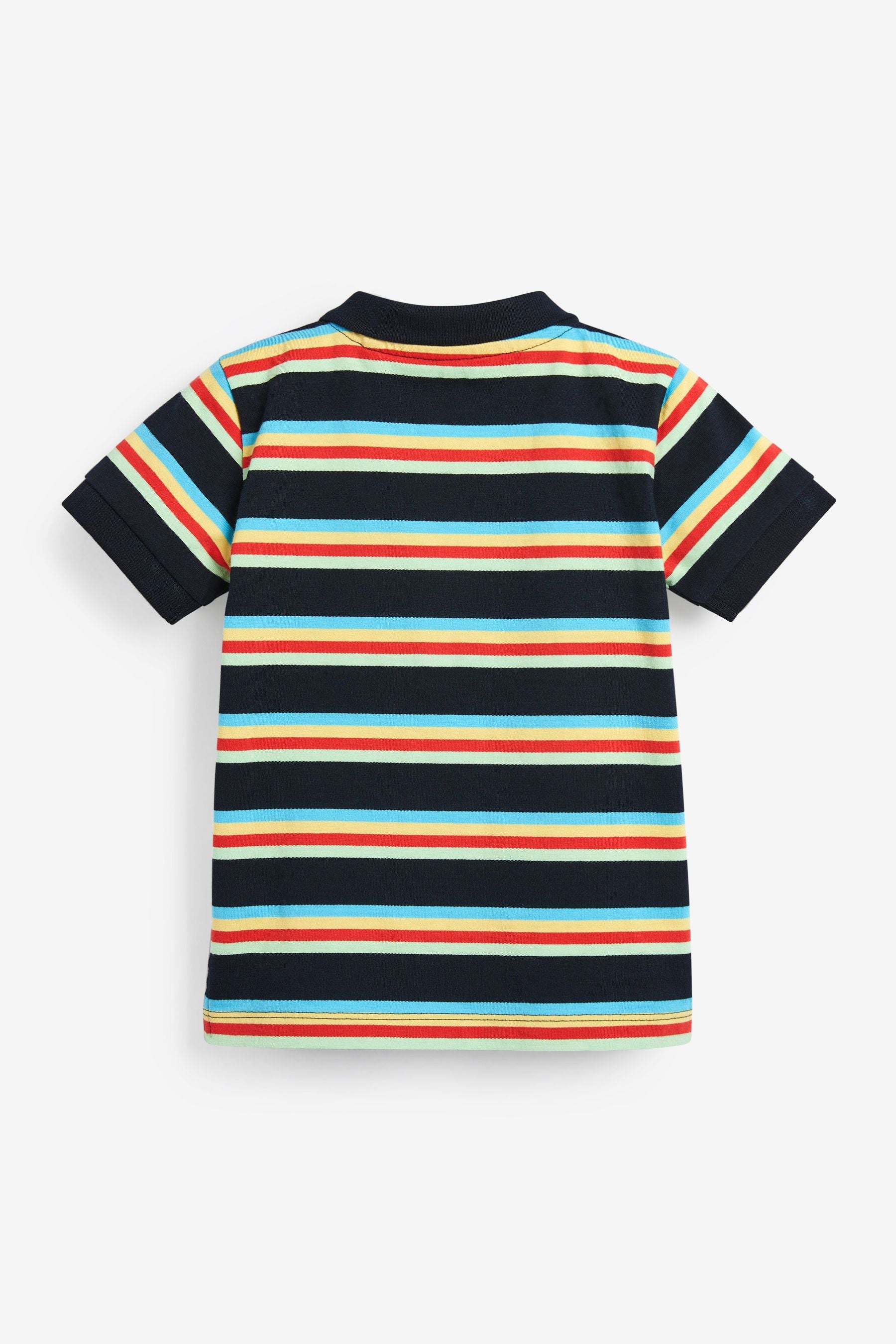 Black/Rainbow Stripe Short Sleeve Polo Shirt (3mths-7yrs)