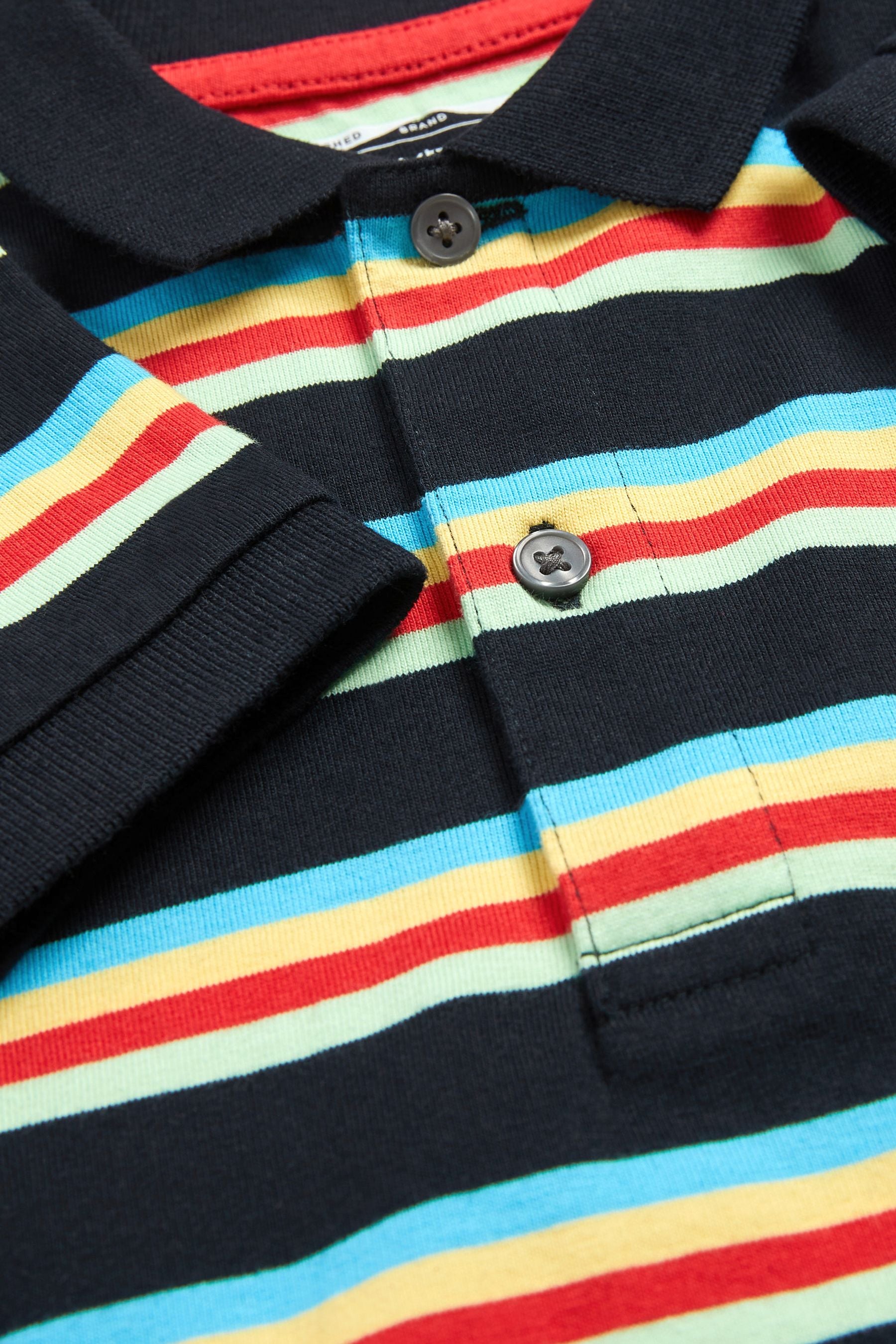 Black/Rainbow Stripe Short Sleeve Polo Shirt (3mths-7yrs)