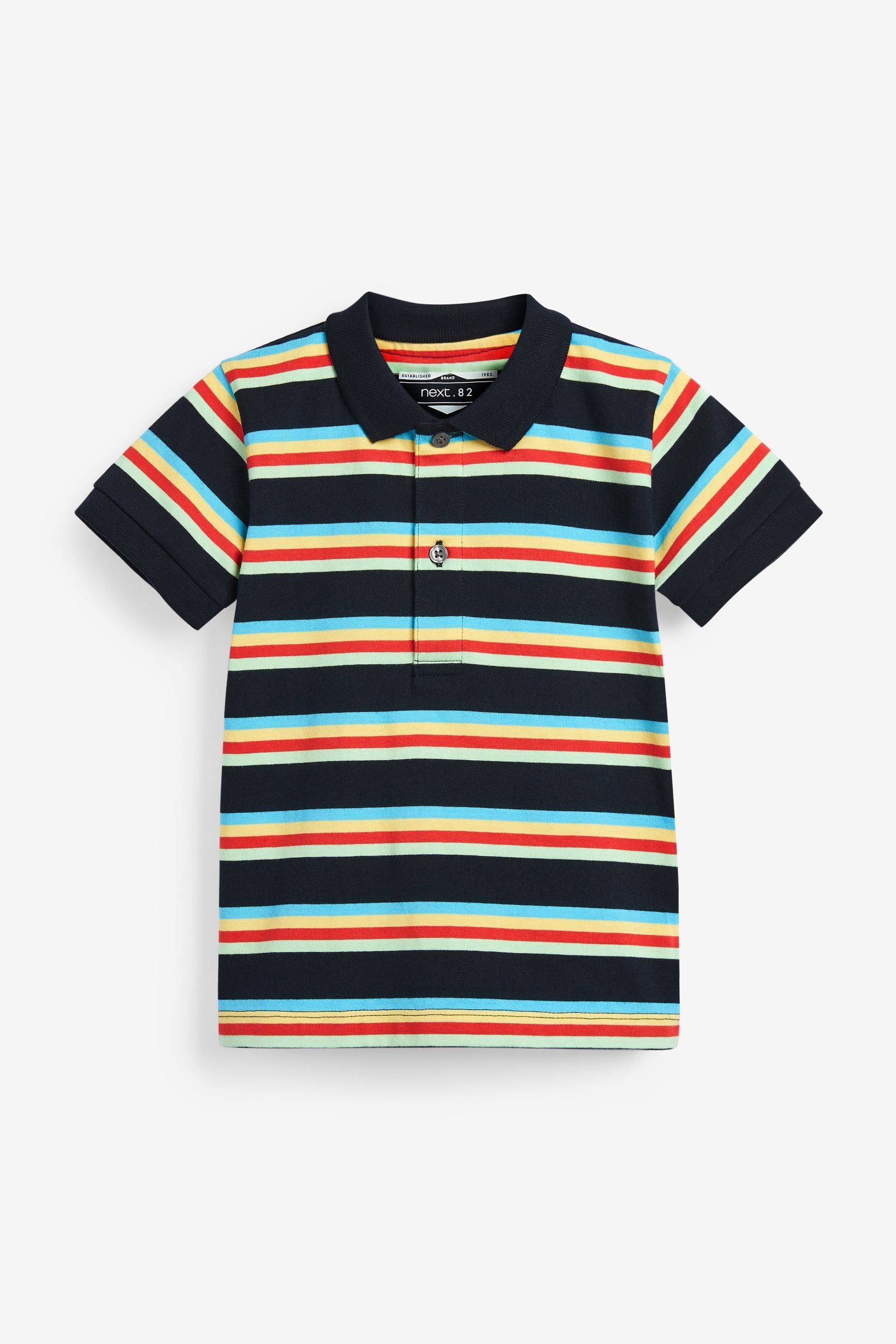 Black/Rainbow Stripe Short Sleeve Polo Shirt (3mths-7yrs)