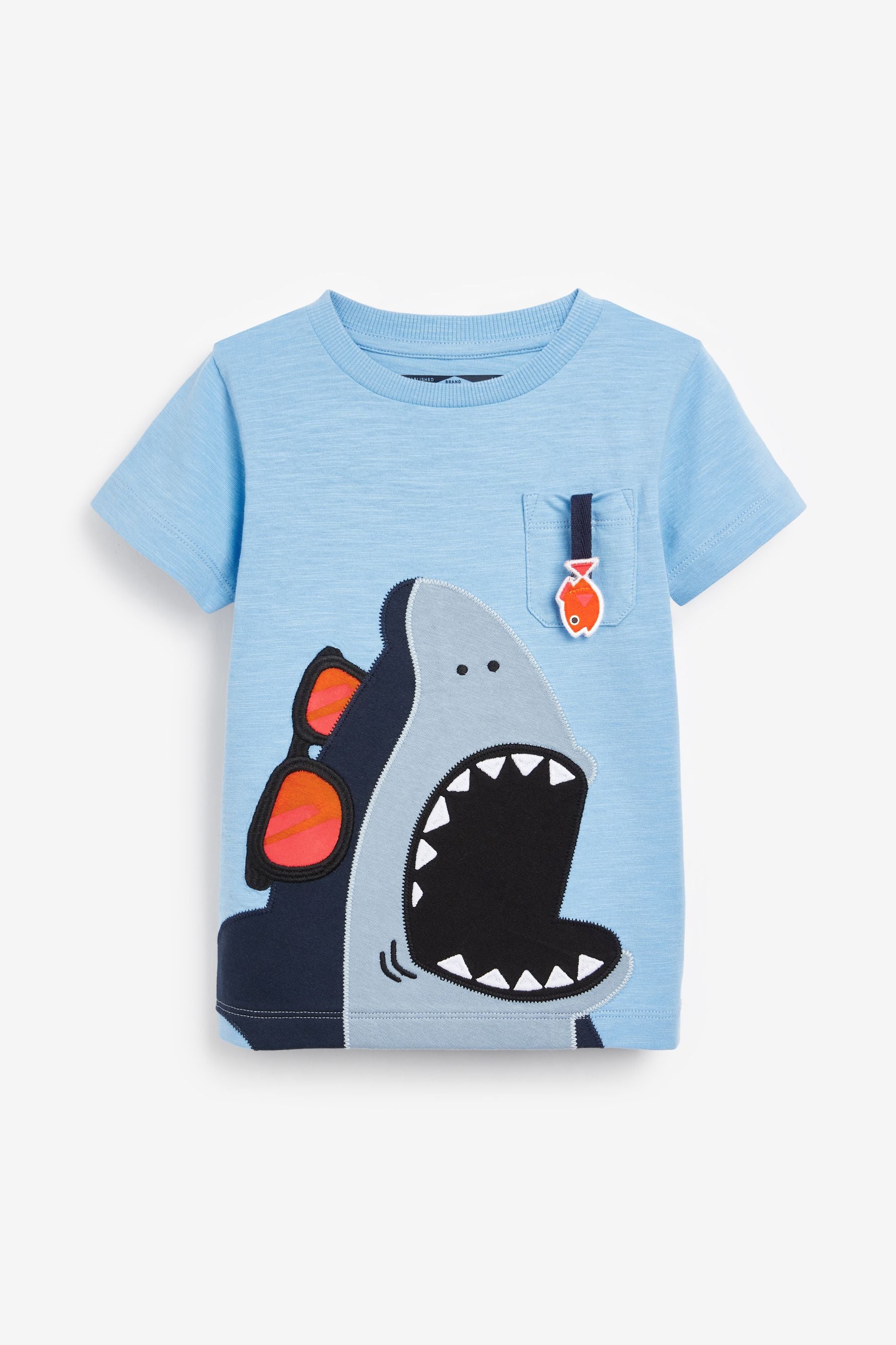 Blue/Orange Shark 3 Pack T-Shirts (3mths-7yrs)