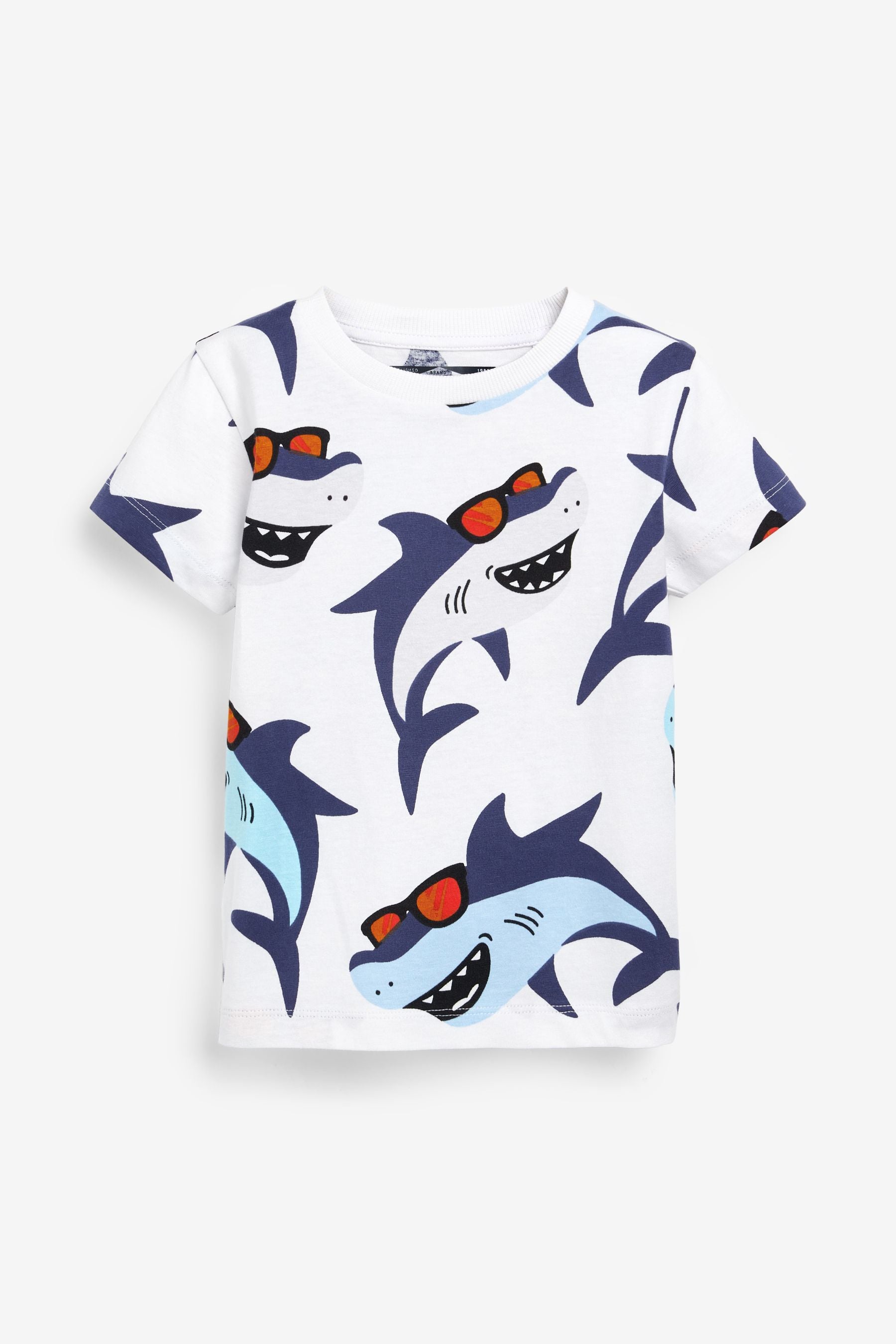 Blue/Orange Shark 3 Pack T-Shirts (3mths-7yrs)