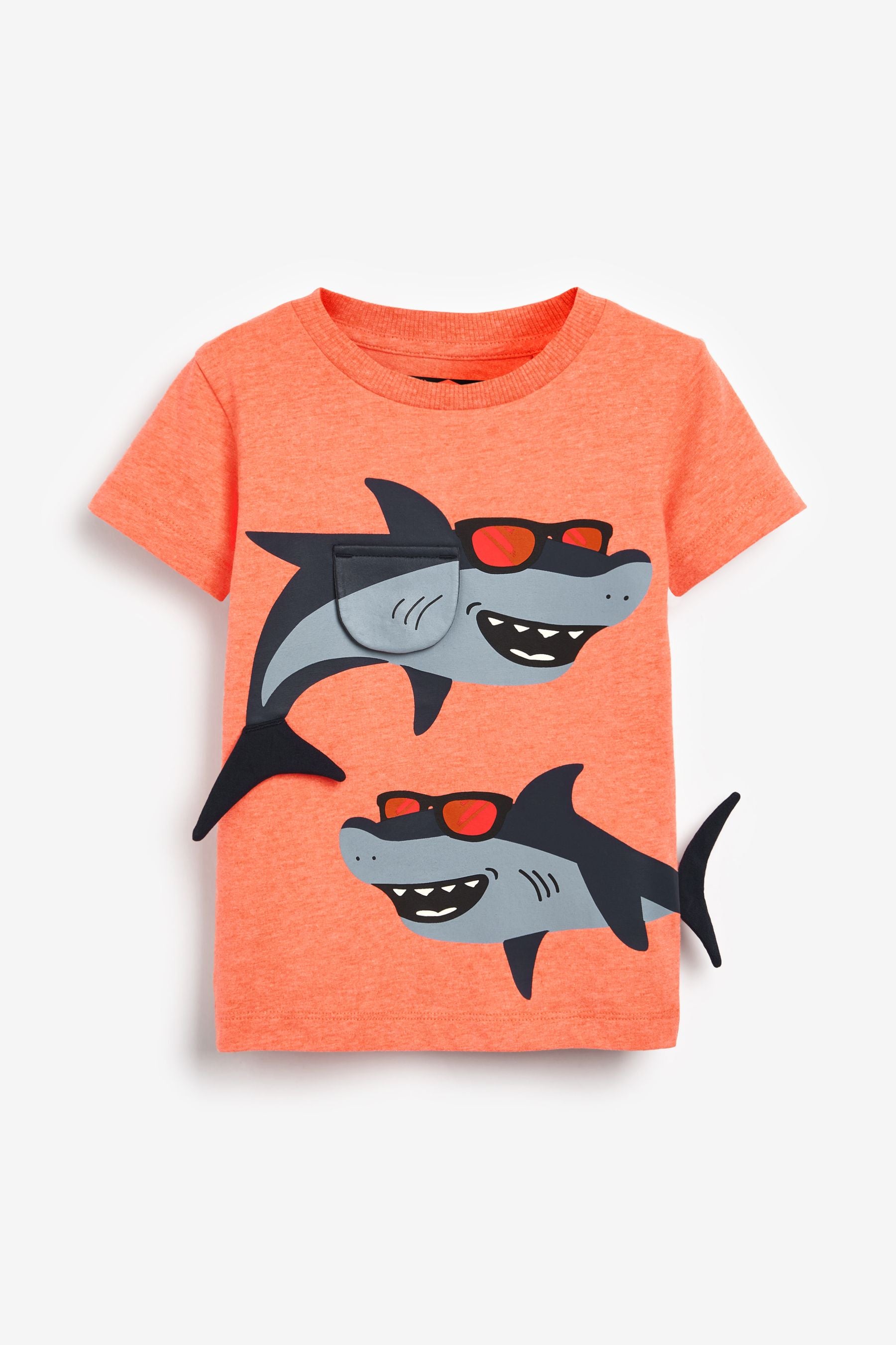 Blue/Orange Shark 3 Pack T-Shirts (3mths-7yrs)