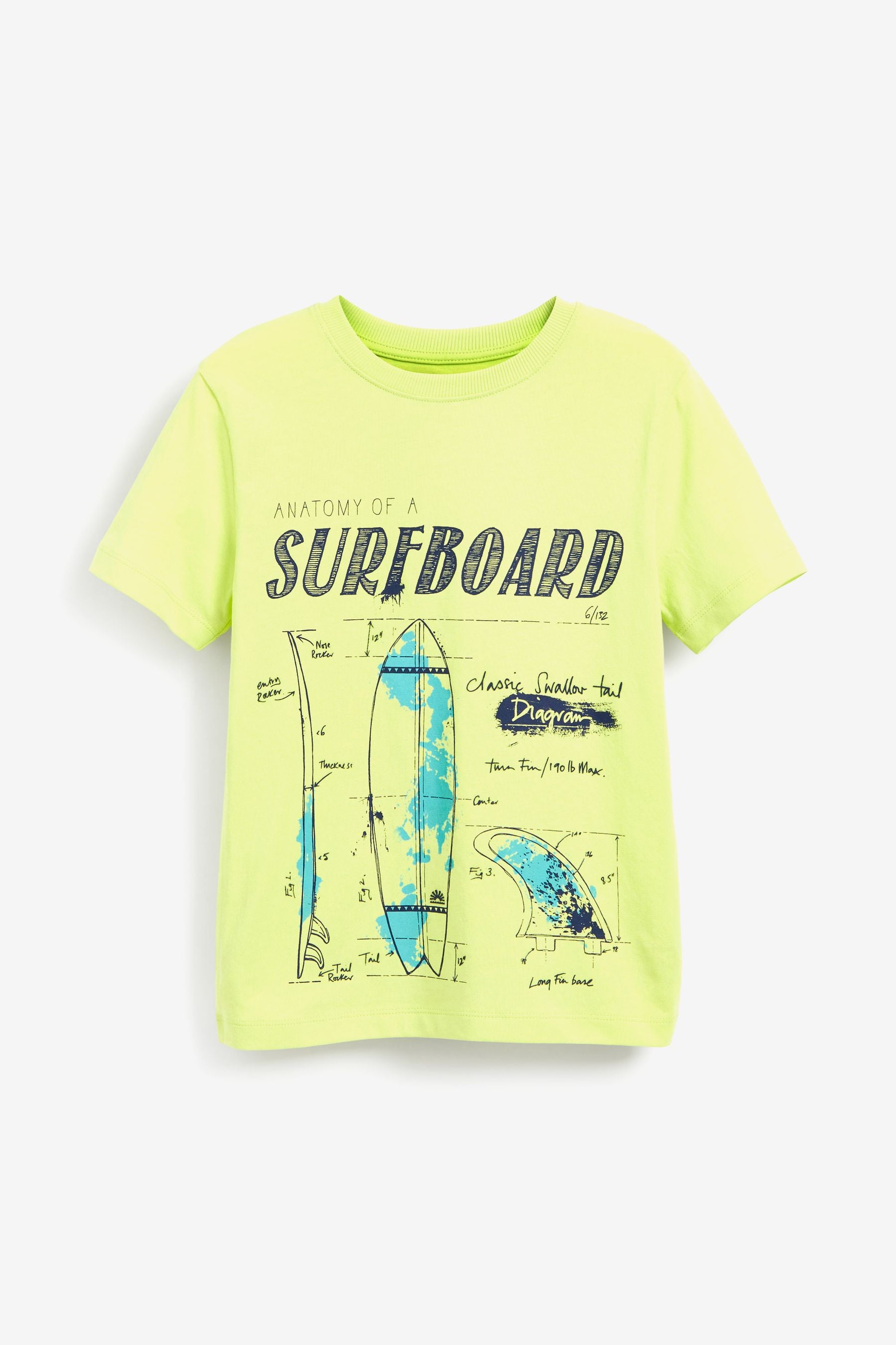 Yellow Surfboard Short Sleeve Graphic T-Shirt (3-16yrs)