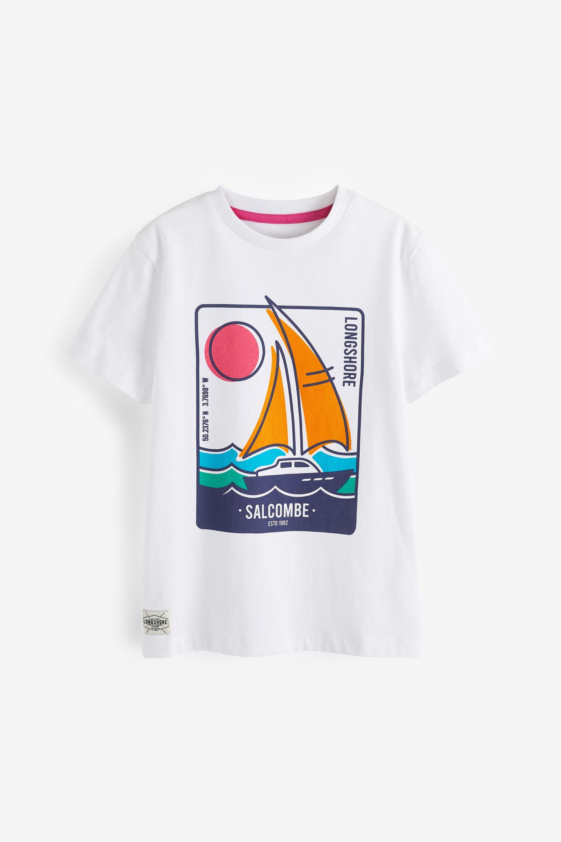 White Boat Short Sleeve Graphic T-Shirt (3-16yrs)