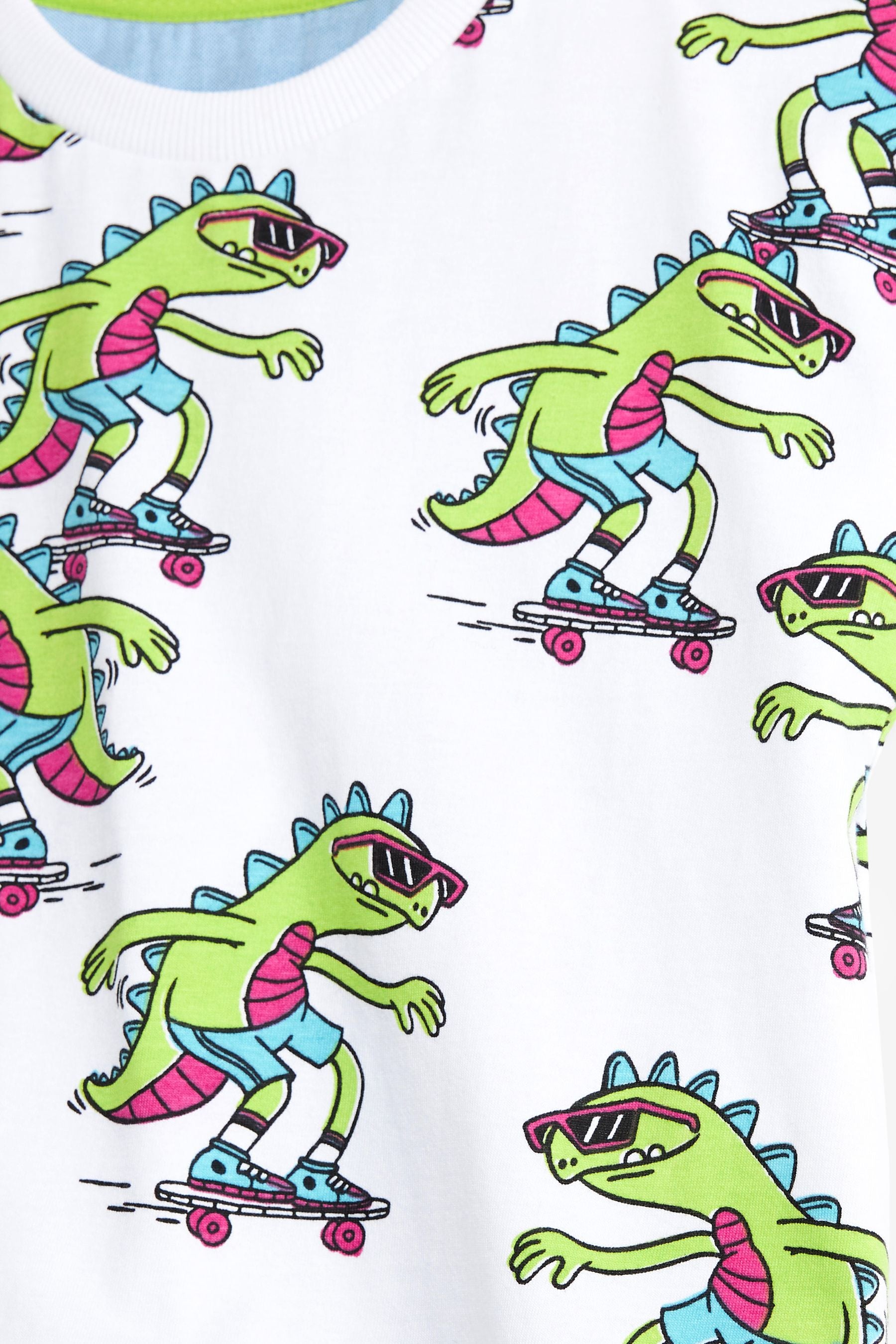 White/Green Lizard Print All Over Print Short Sleeve T-Shirt (3-16yrs)