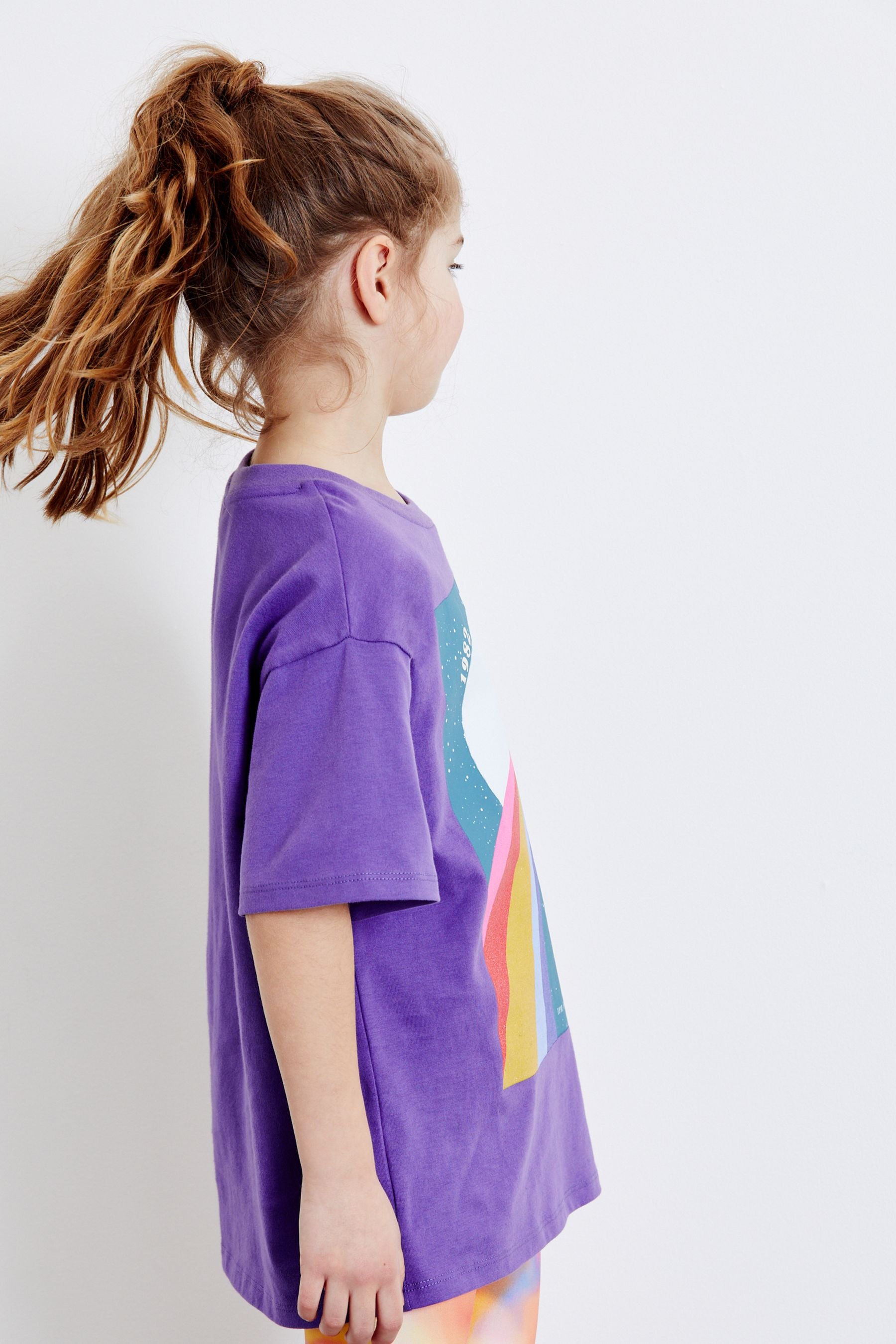 Purple E.T. Glitter Rainbow Short Sleeve License T-Shirt (3-16yrs)