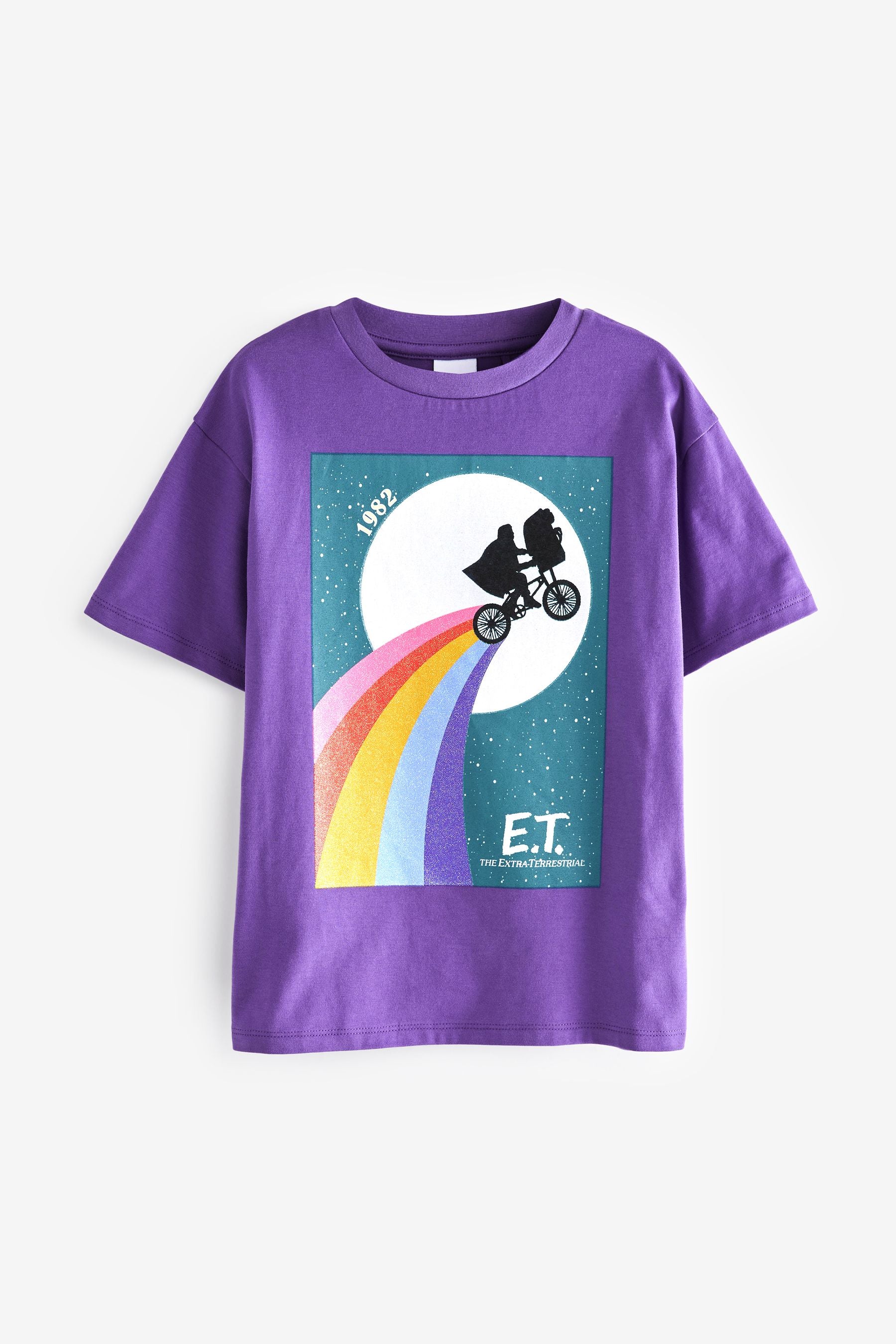 Purple E.T. Glitter Rainbow Short Sleeve License T-Shirt (3-16yrs)