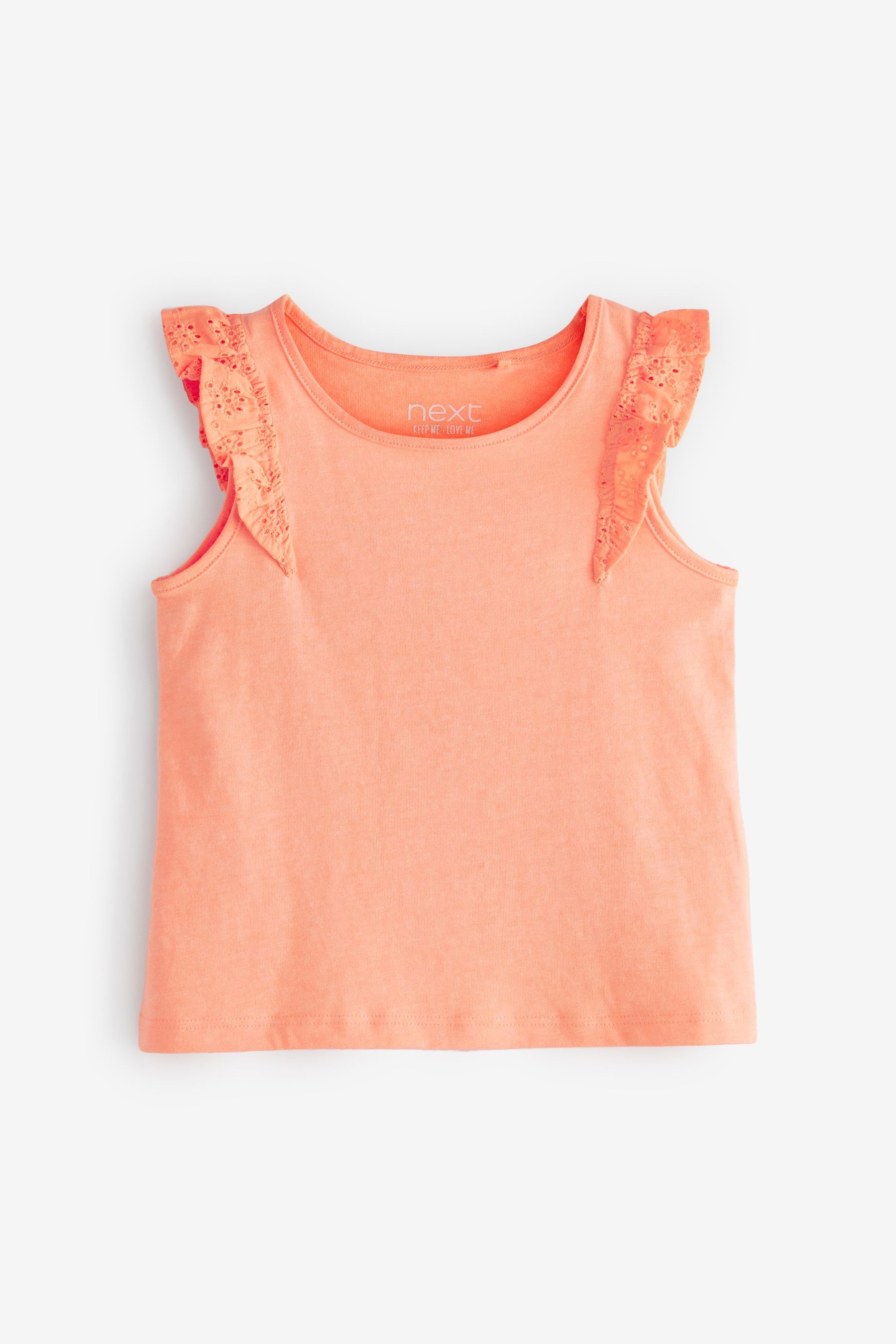 Fluro Coral Orange Cotton Frill Vest (3mths-8yrs)